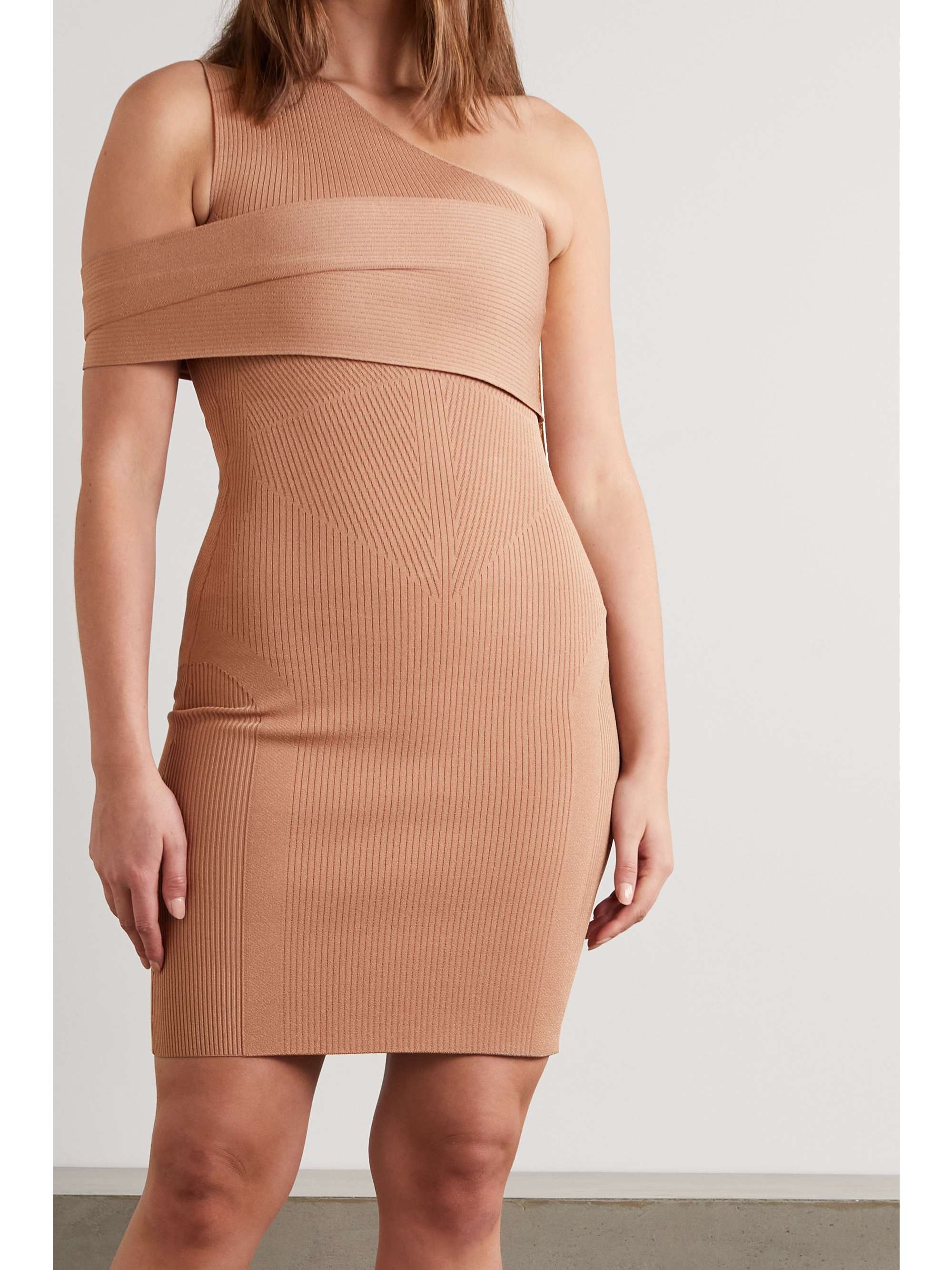 AZ FACTORY MyBody one-shoulder ribbed stretch-knit midi dress