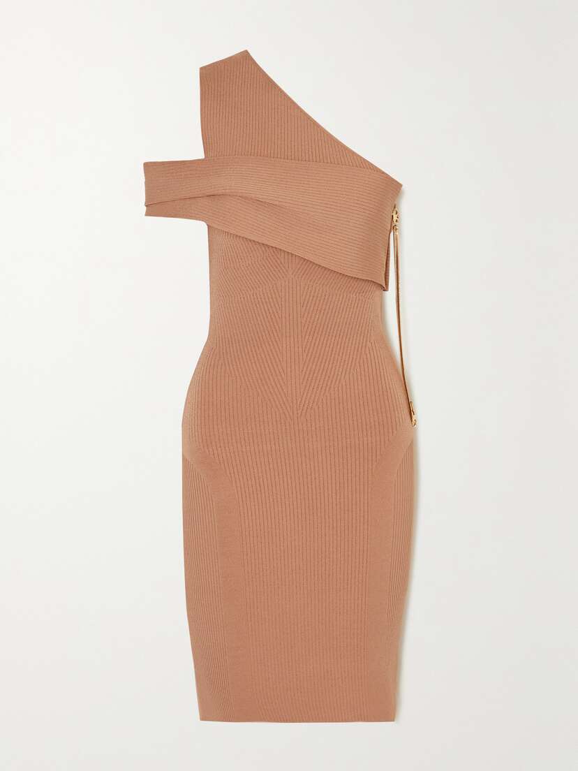 AZ Factory Mybody One-shoulder Ribbed tretch-knit Midi Dress
