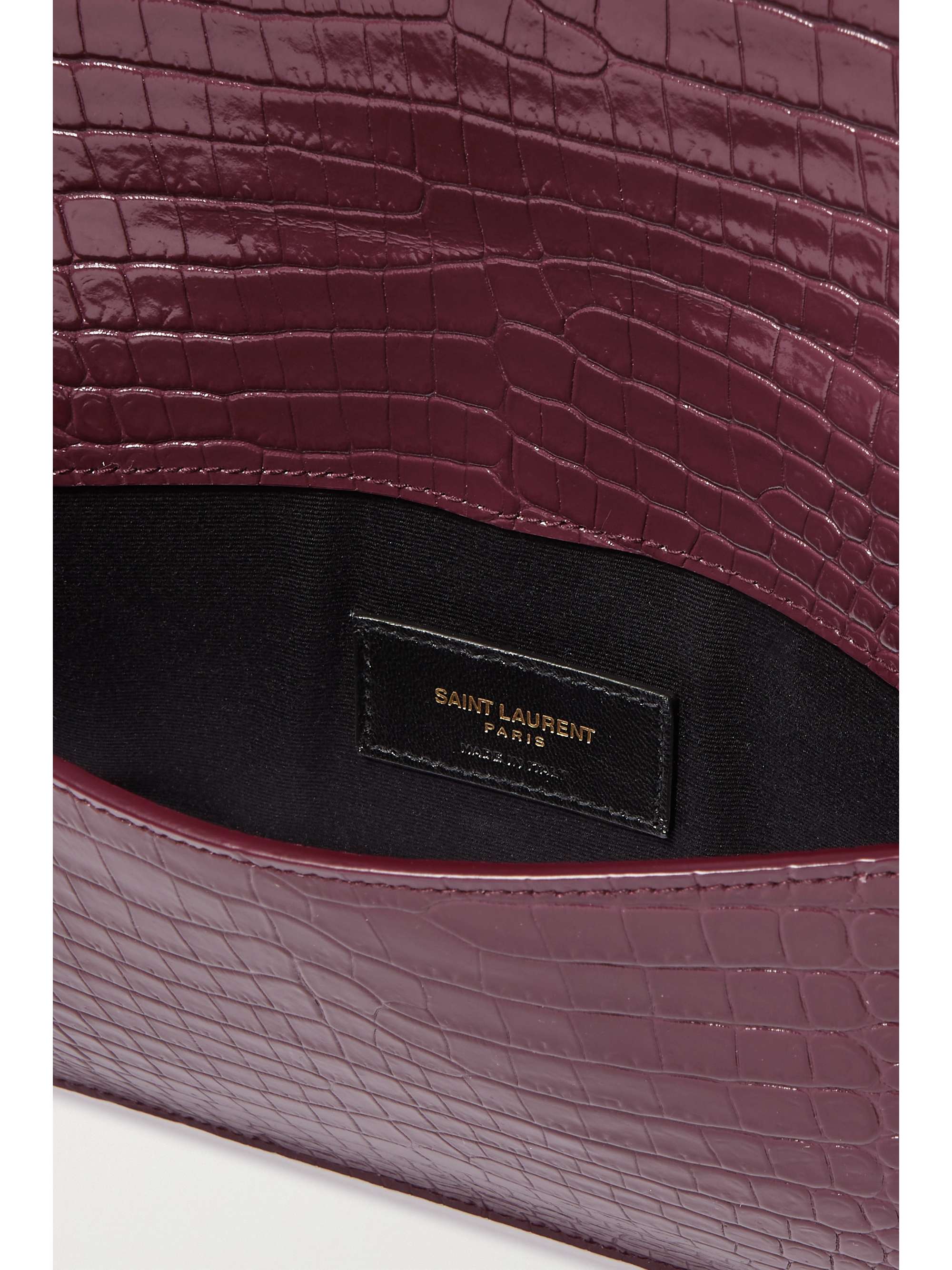 Uptown croc-effect leather pouch