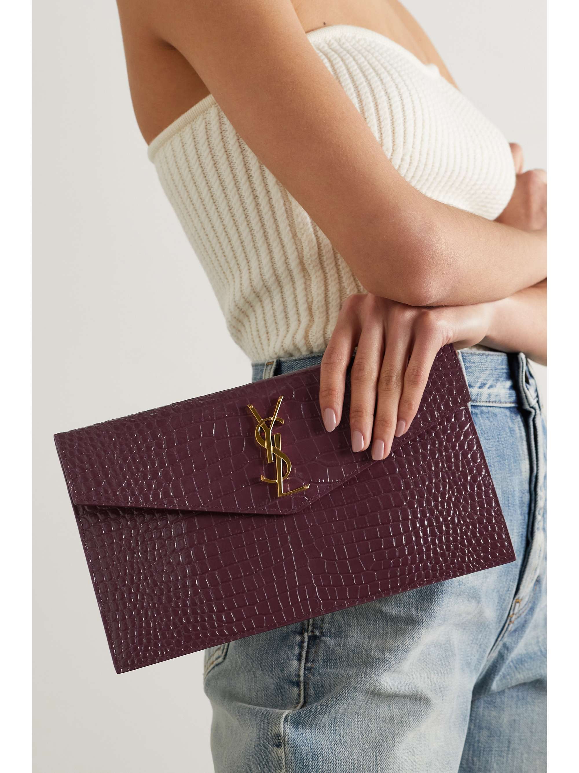 ysl croc uptown pouch
