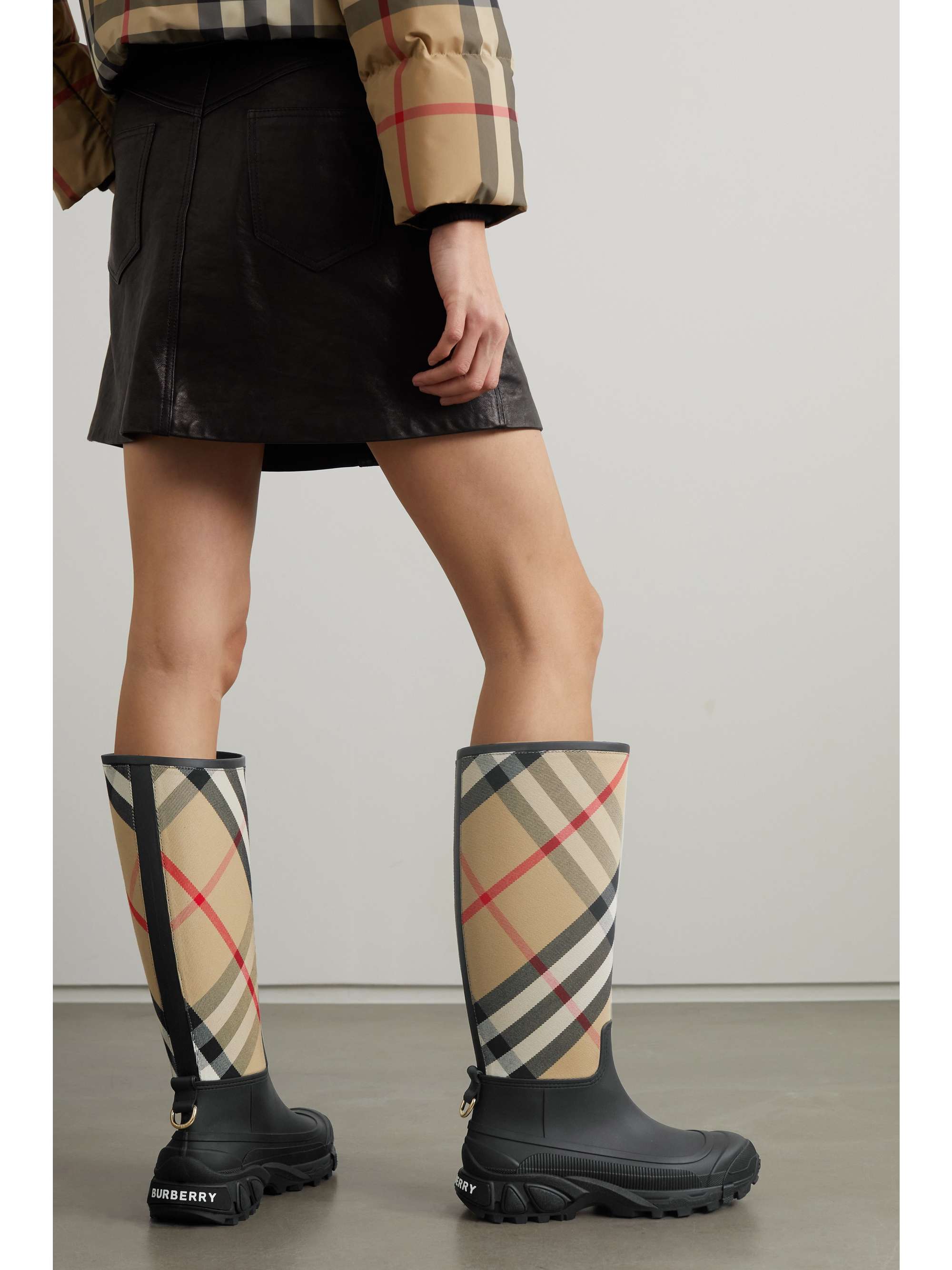 BURBERRY Checked canvas rain boots | NET-A-PORTER