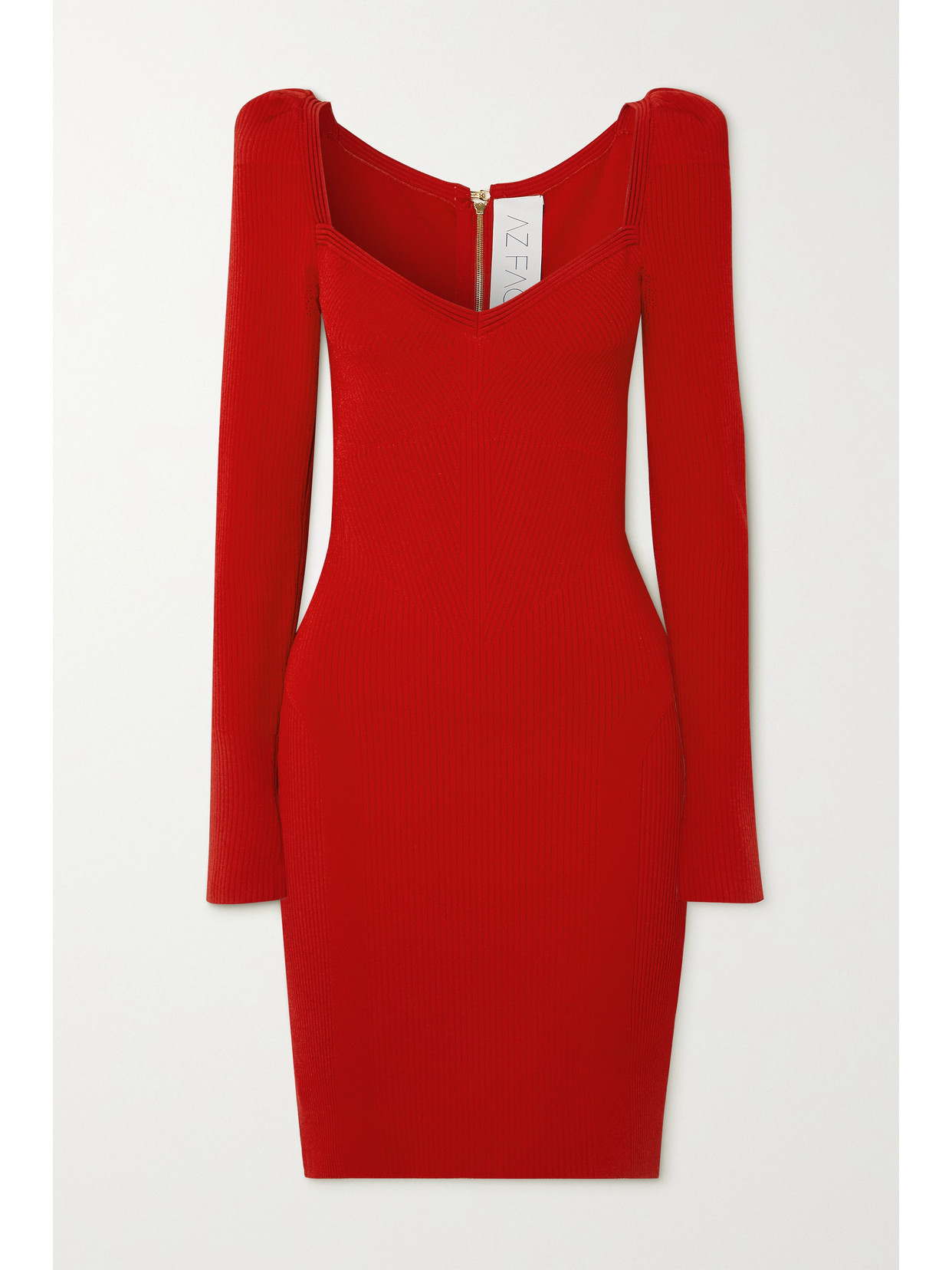 AZ FACTORY - Mybody Ribbed Stretch-knit Mini Dress - Red