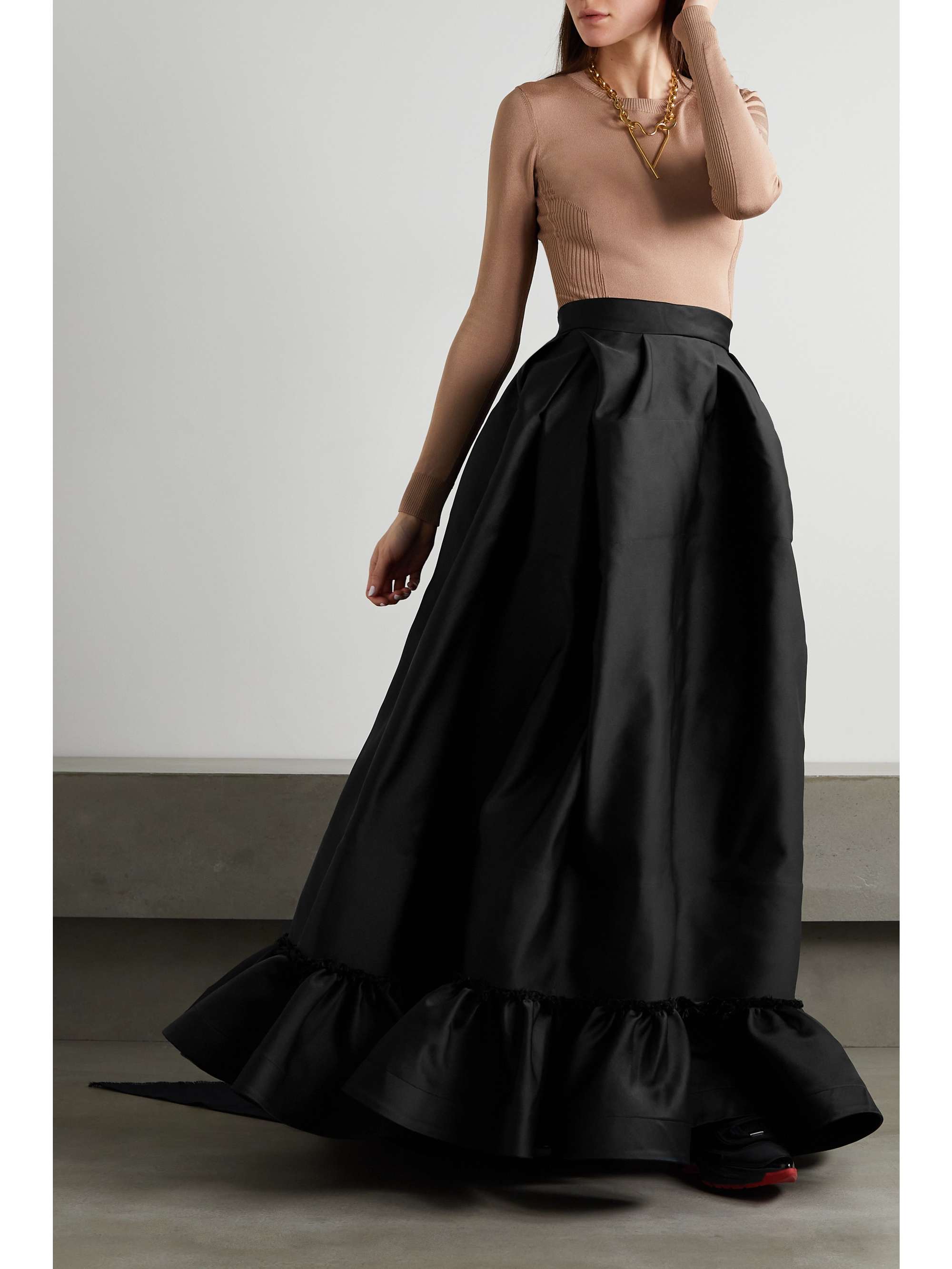 AZ FACTORY Switchwear bow-detailed recycled duchesse-satin maxi skirt
