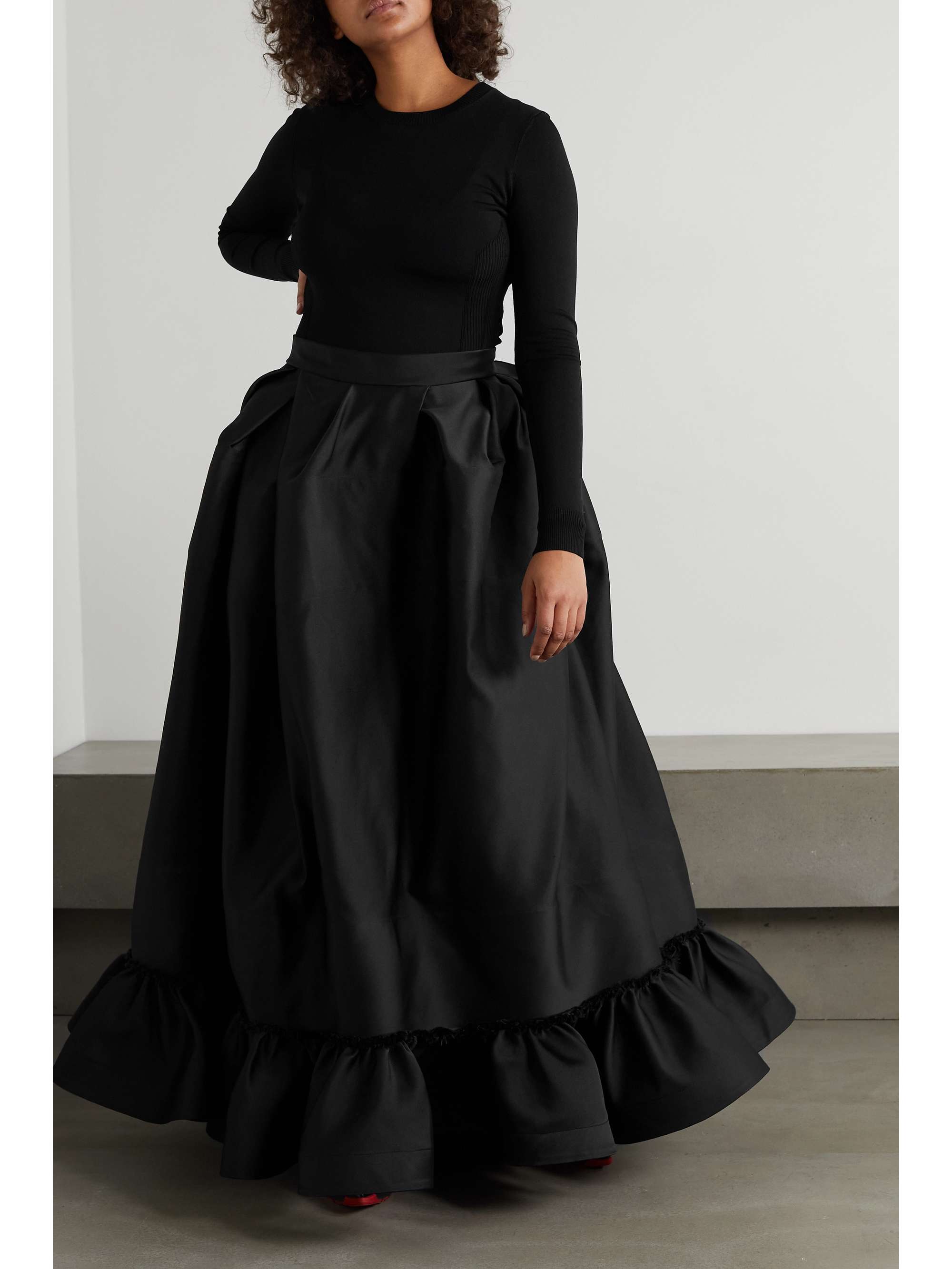 AZ FACTORY Switchwear bow-detailed recycled duchesse-satin maxi skirt