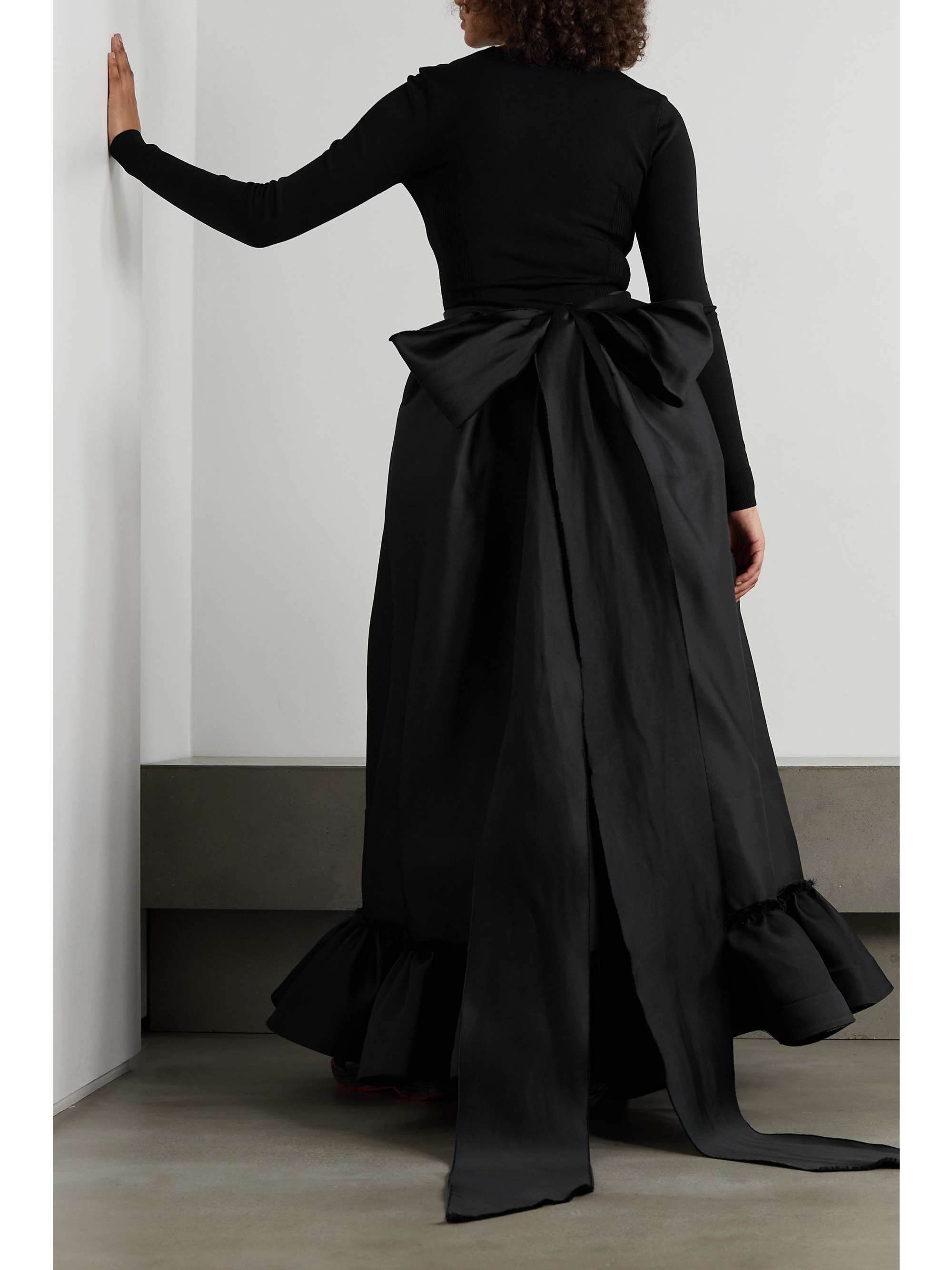 AZ FACTORY Switchwear bow-detailed recycled duchesse-satin maxi skirt