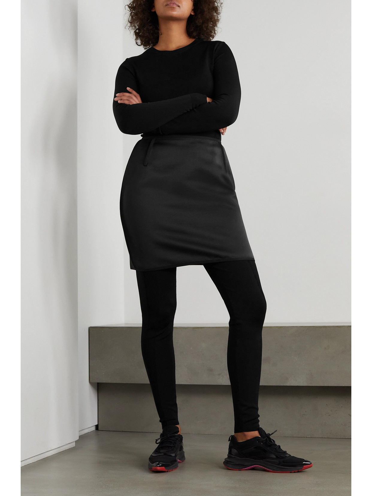Az Factory Switchwear Recycled Duchesse-satin Mini Skirt In Black