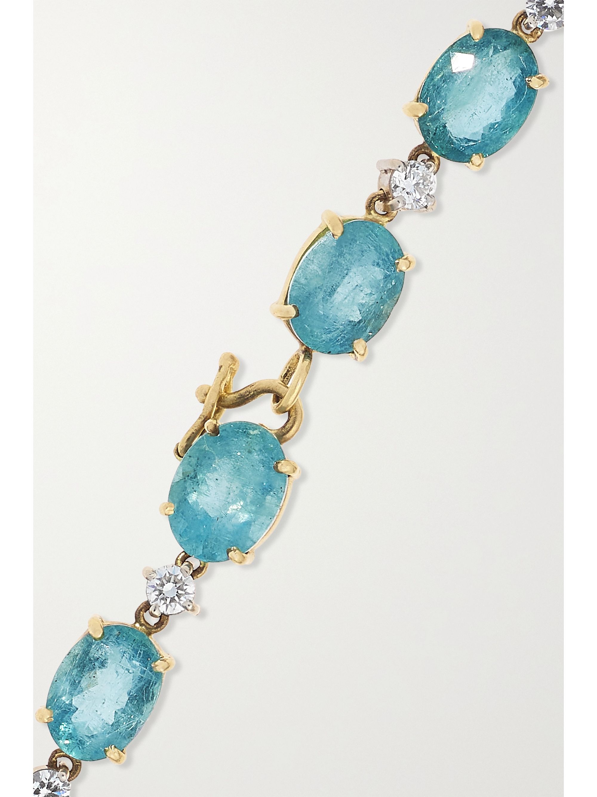 Gold 18-karat yellow and white gold, aquamarine and diamond bracelet ...