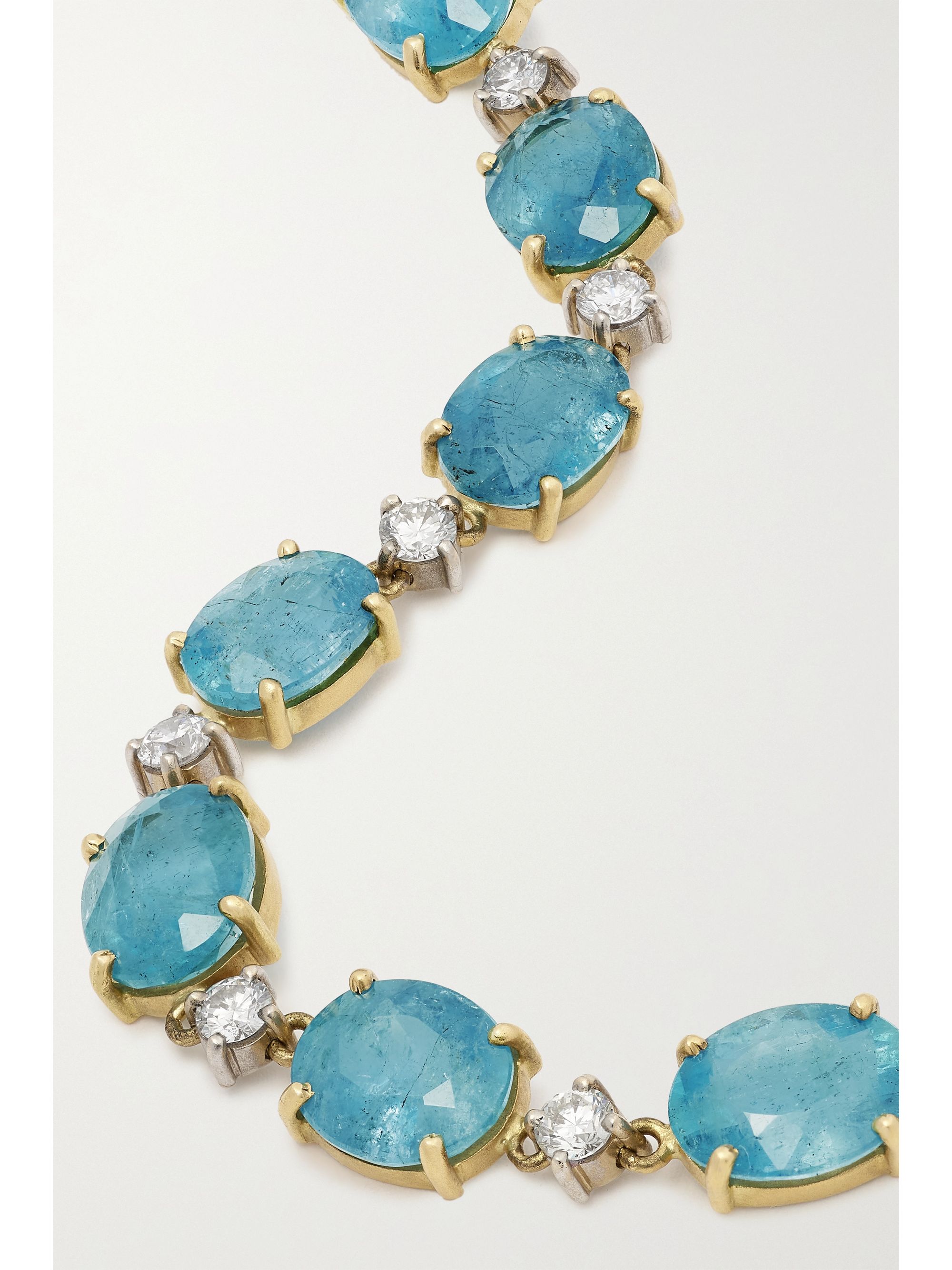 Gold 18-karat yellow and white gold, aquamarine and diamond bracelet ...