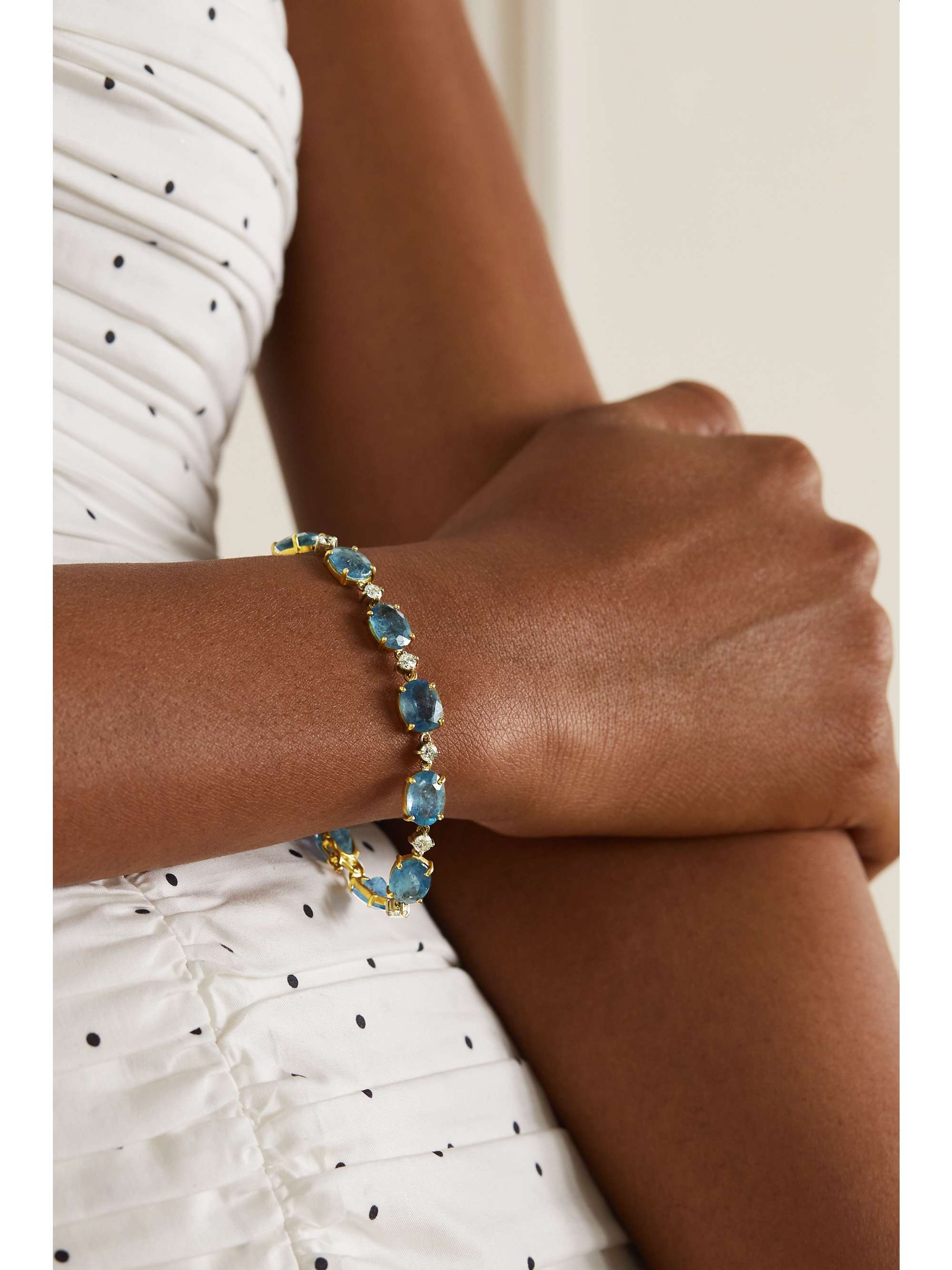 IRENE NEUWIRTH Bracelet en or jaune et blanc 18 carats (750/1000), aigues-marines et diamants