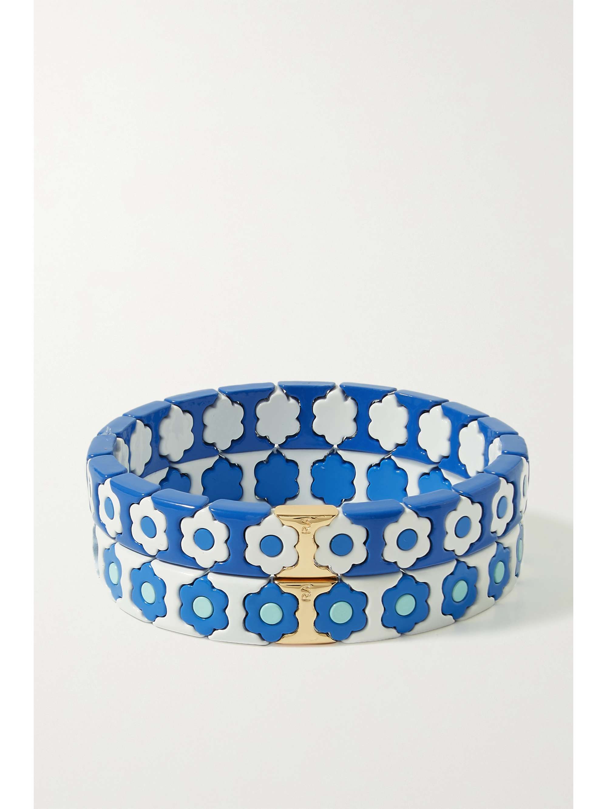 ROXANNE ASSOULIN Cornflower Set aus zwei Armbändern mit Emaille und vergoldeten Details