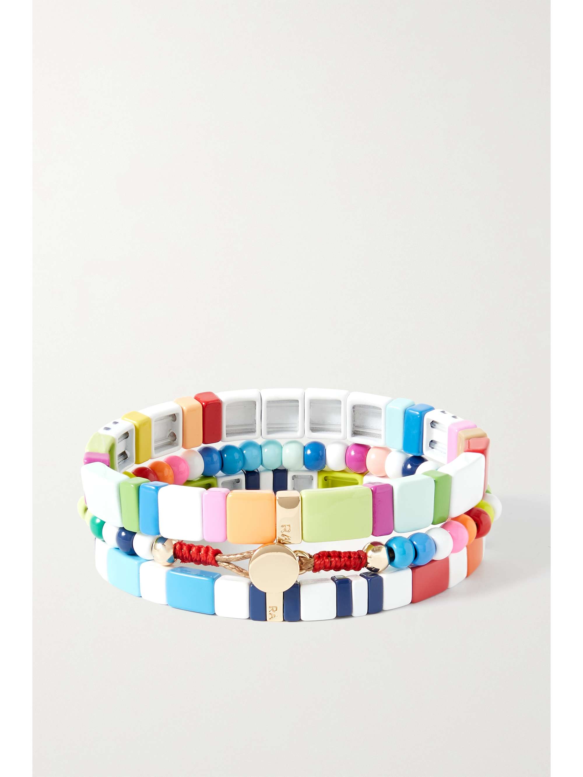 ROXANNE ASSOULIN Love Trio Brite set of three enamel and gold-tone bracelets