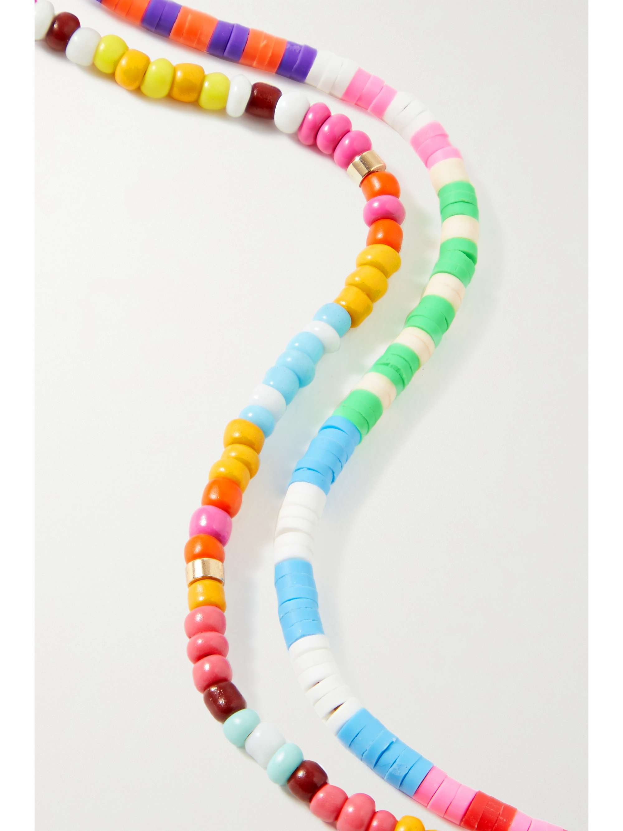 ROXANNE ASSOULIN Set de deux colliers en perles et métal doré Technicolor