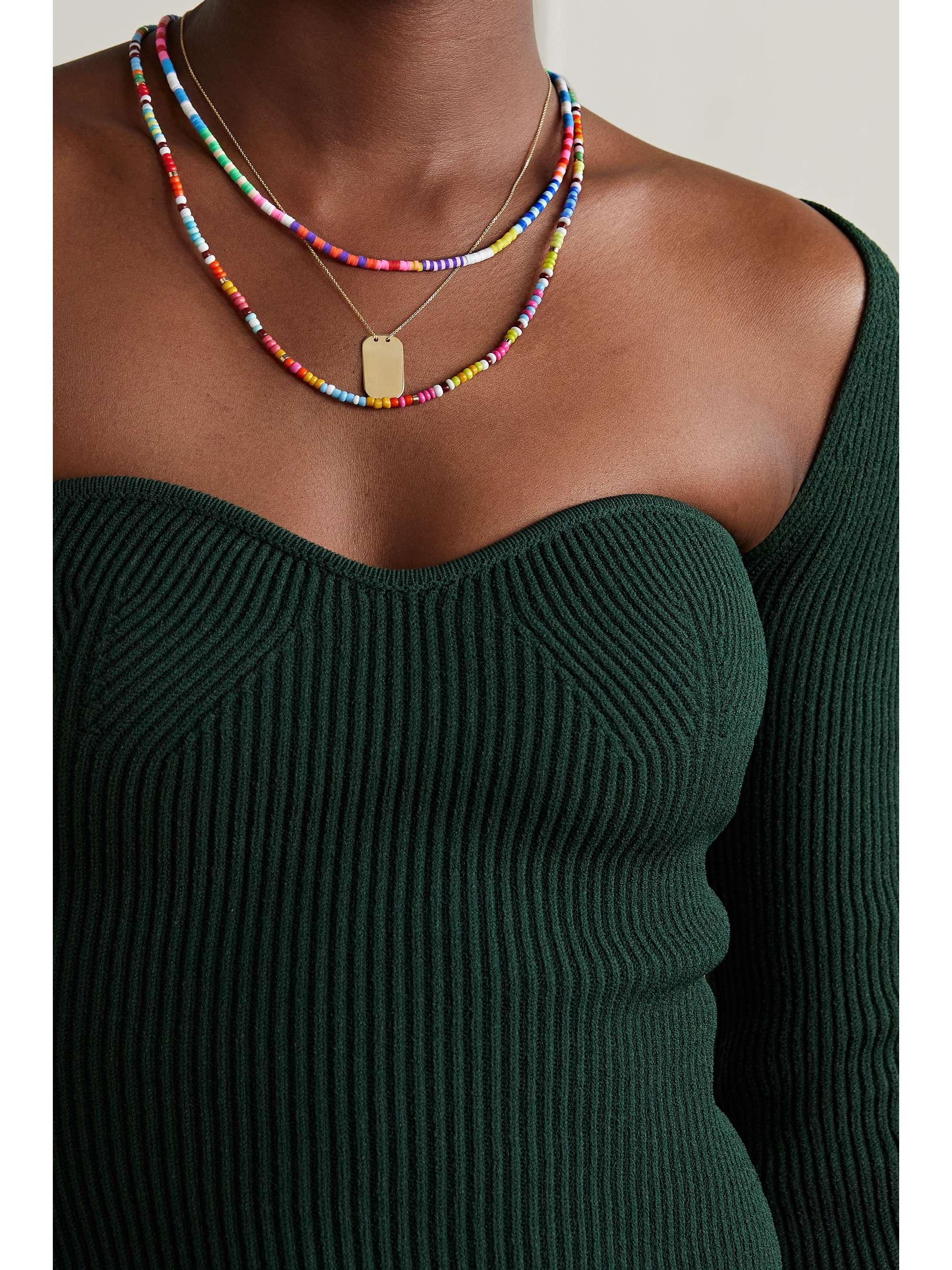 ROXANNE ASSOULIN Technicolor set of two gold-tone beaded necklaces ...