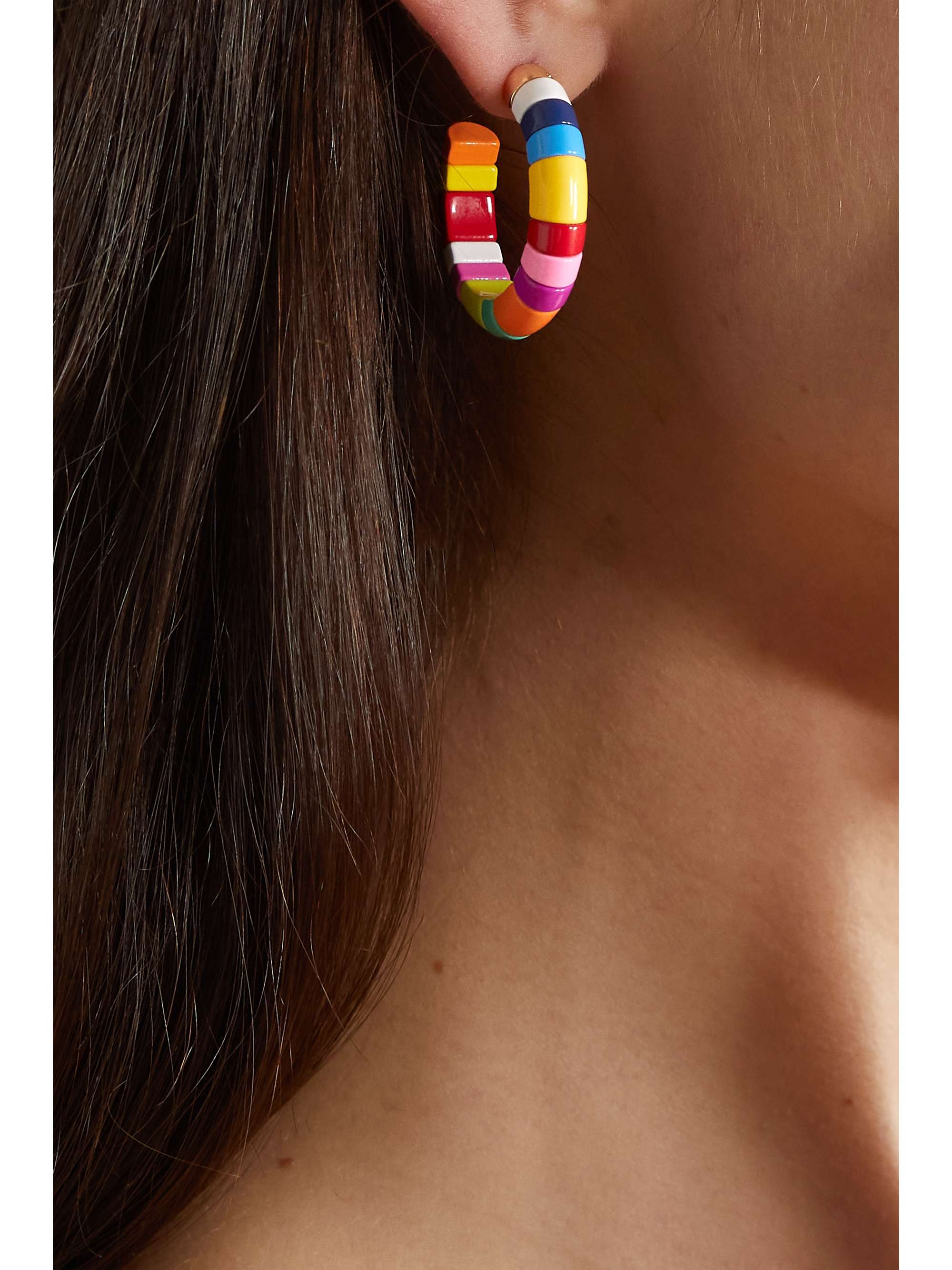 ROXANNE ASSOULIN Boucles d'oreilles en émail et métal doré Golden Rainbow