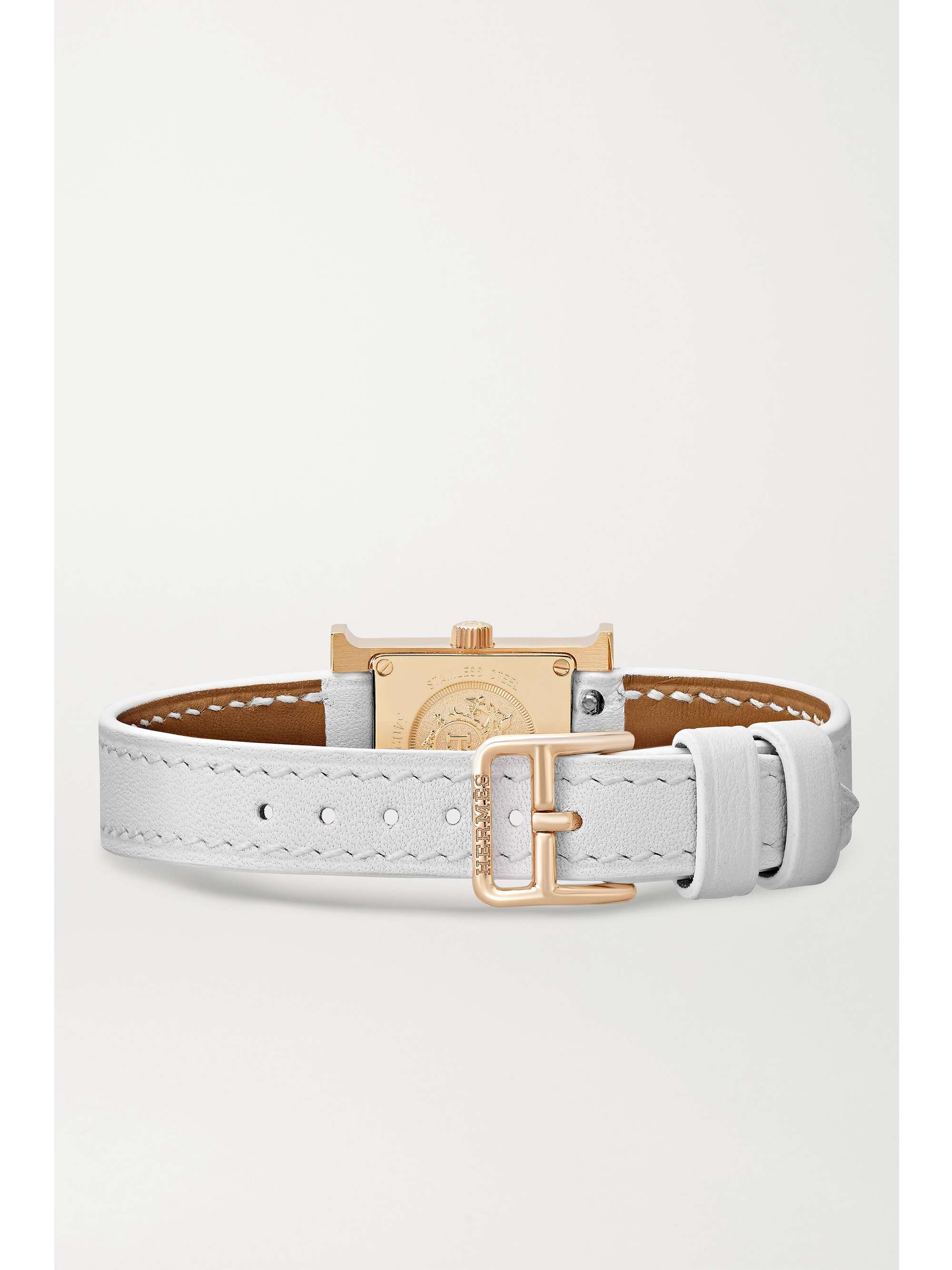 HERMÈS TIMEPIECES Montre en plaqué or rose, nacre et diamants à bracelet en cuir Heure H Very Small 17,2 mm