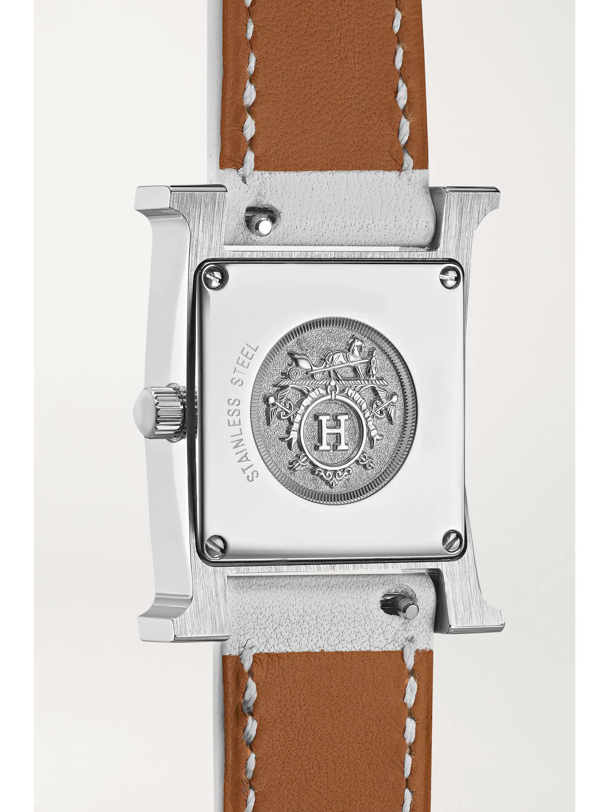 HERMÈS TIMEPIECES Heure H Au Carré 21mm small stainless steel, lacquer, alligator and diamond watch