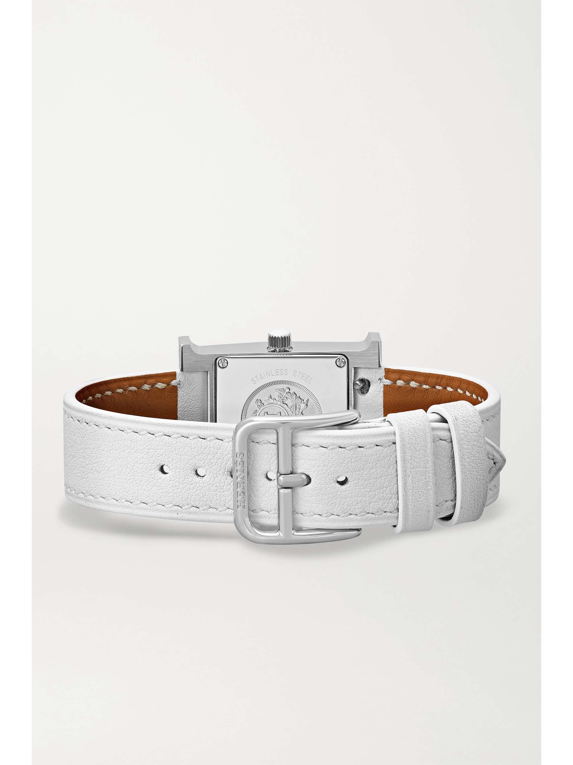 HERMÈS TIMEPIECES Heure H Au Carré 21mm small stainless steel, lacquer, alligator and diamond watch