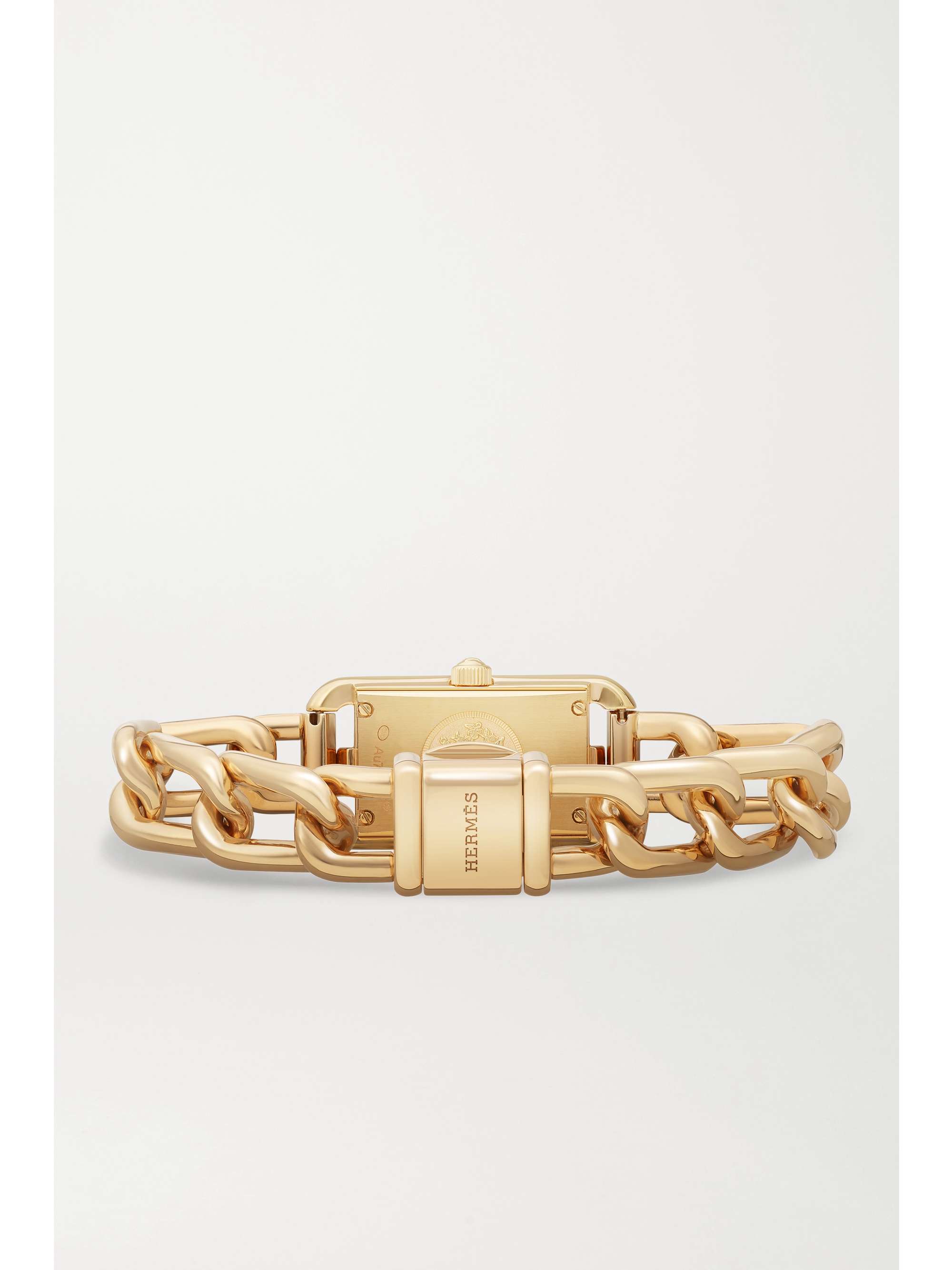 HERMÈS TIMEPIECES Nantucket 17 mm sehr kleine Uhr aus 18 Karat Roségold mit Perlmutt und Diamanten