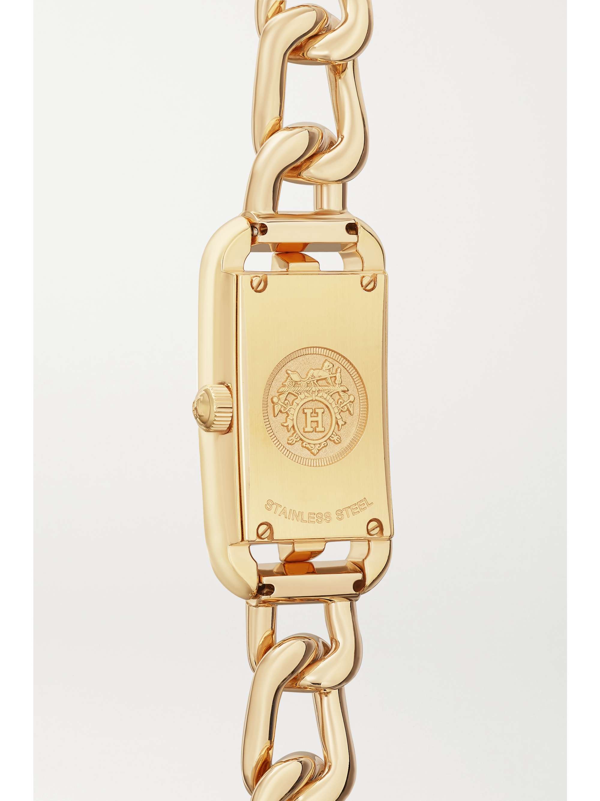 HERMÈS TIMEPIECES Nantucket 17 mm sehr kleine Uhr aus 18 Karat Roségold mit Perlmutt