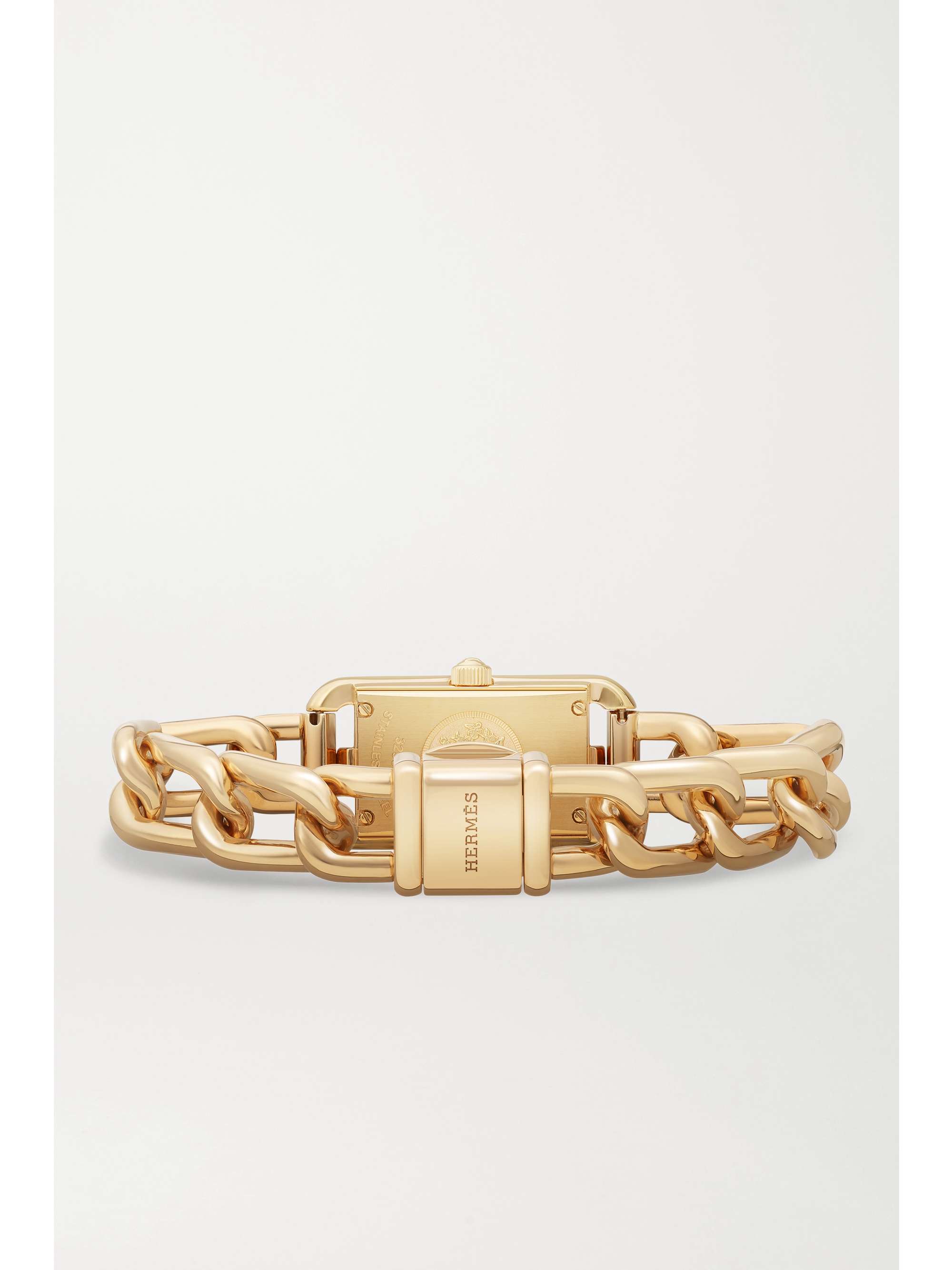 HERMÈS TIMEPIECES Nantucket 17 mm sehr kleine Uhr aus 18 Karat Roségold mit Perlmutt
