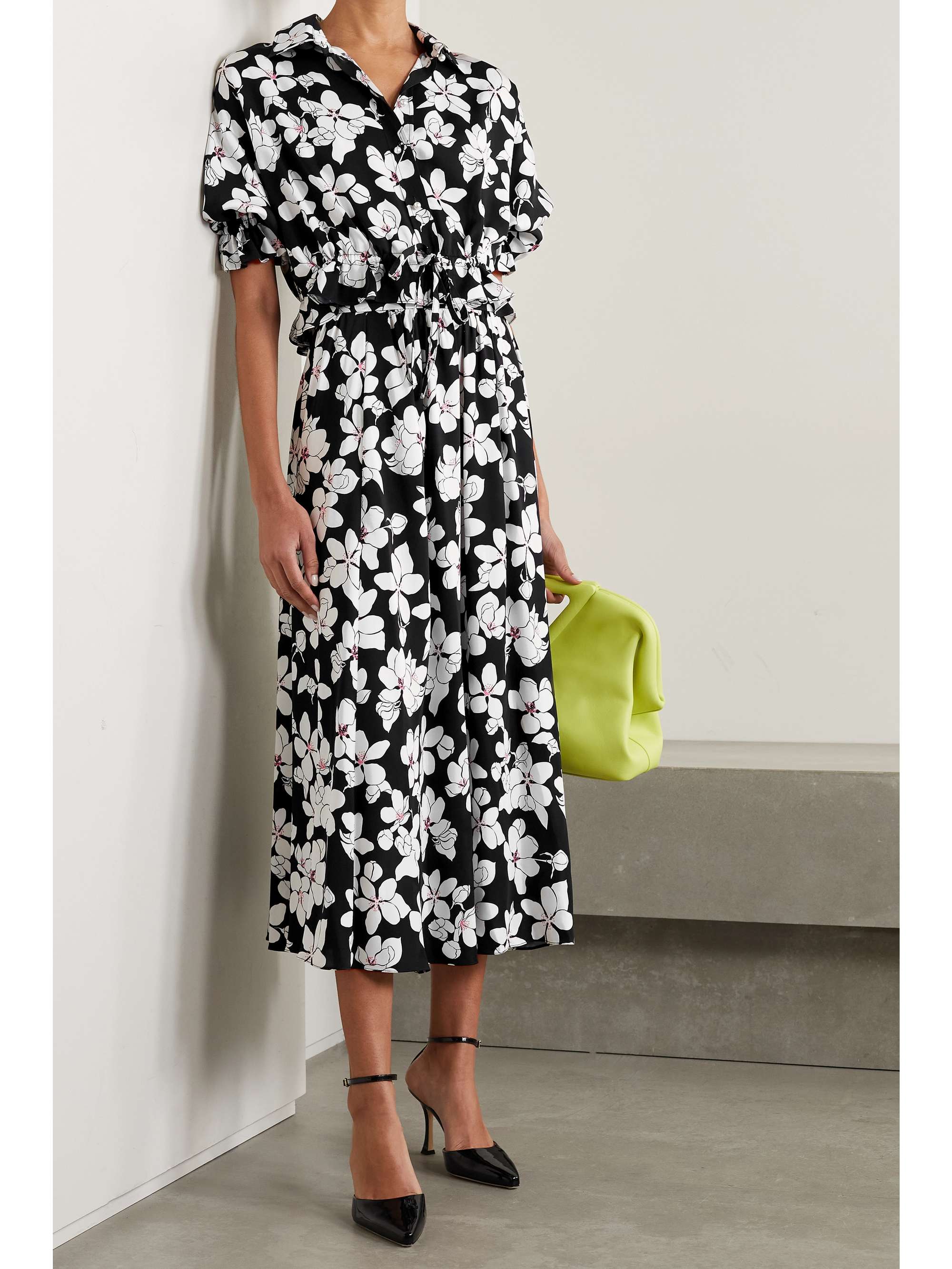 CAROLINA HERRERA Cropped floral-print twill top