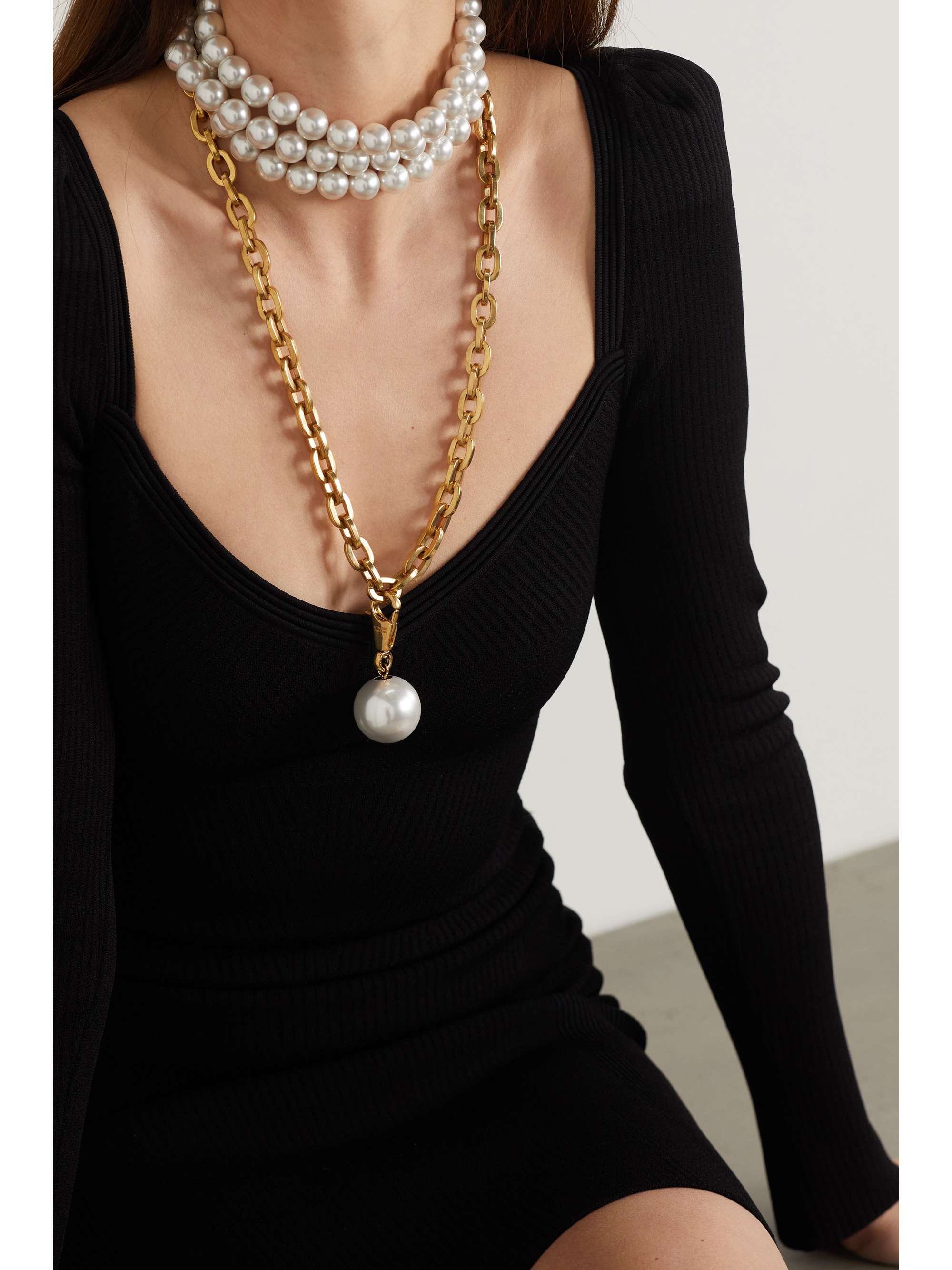 AZ FACTORY Gold-tone faux pearl necklace