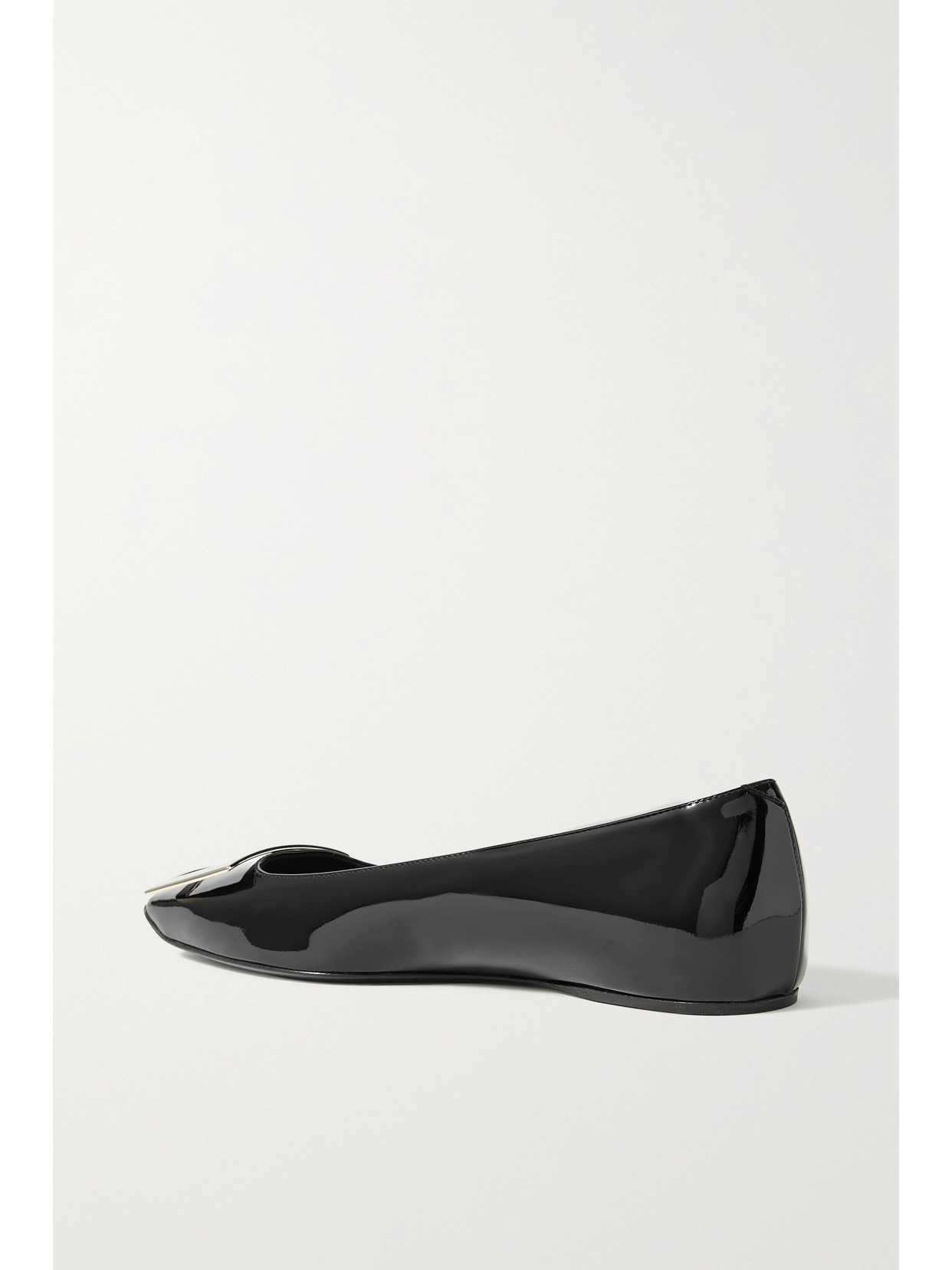 Shop Roger Vivier Trompette Bellerine Glossed-leather Ballet Flats In Black