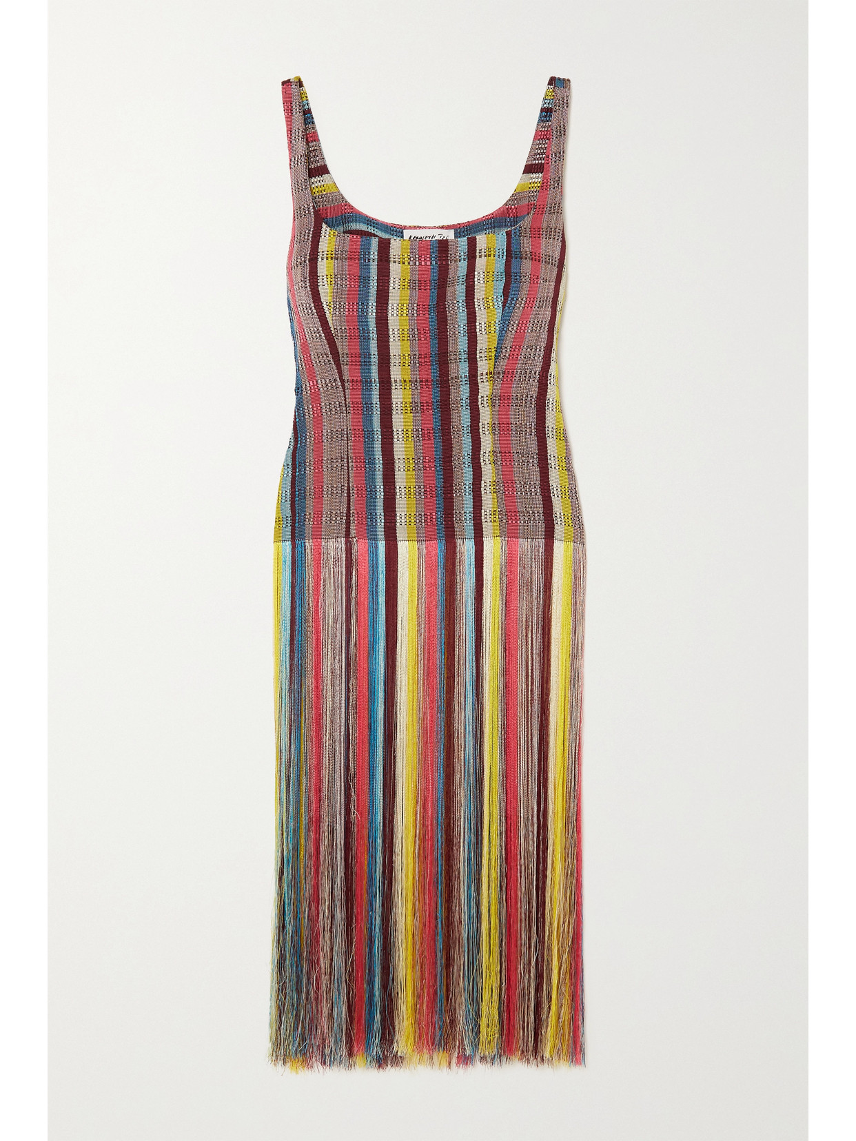 KENNETH IZE FRINGED STRIPED WOVEN TOP