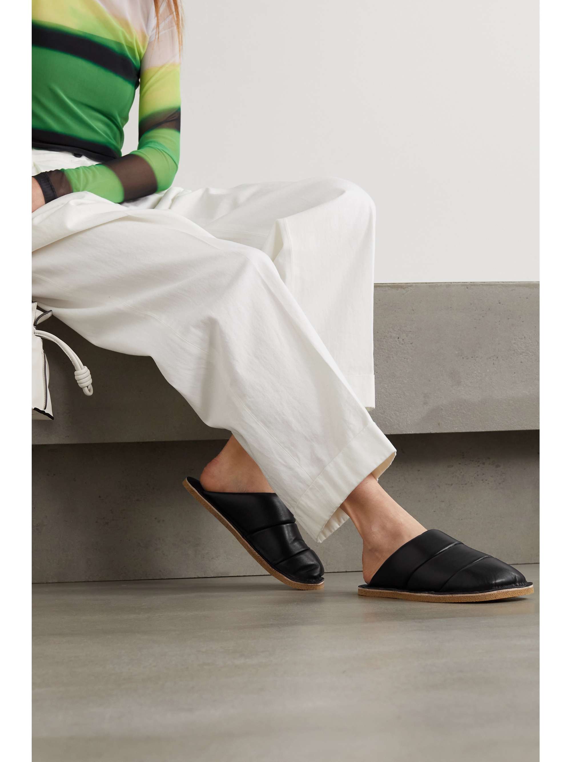 Black Quilted leather slippers | DRIES 