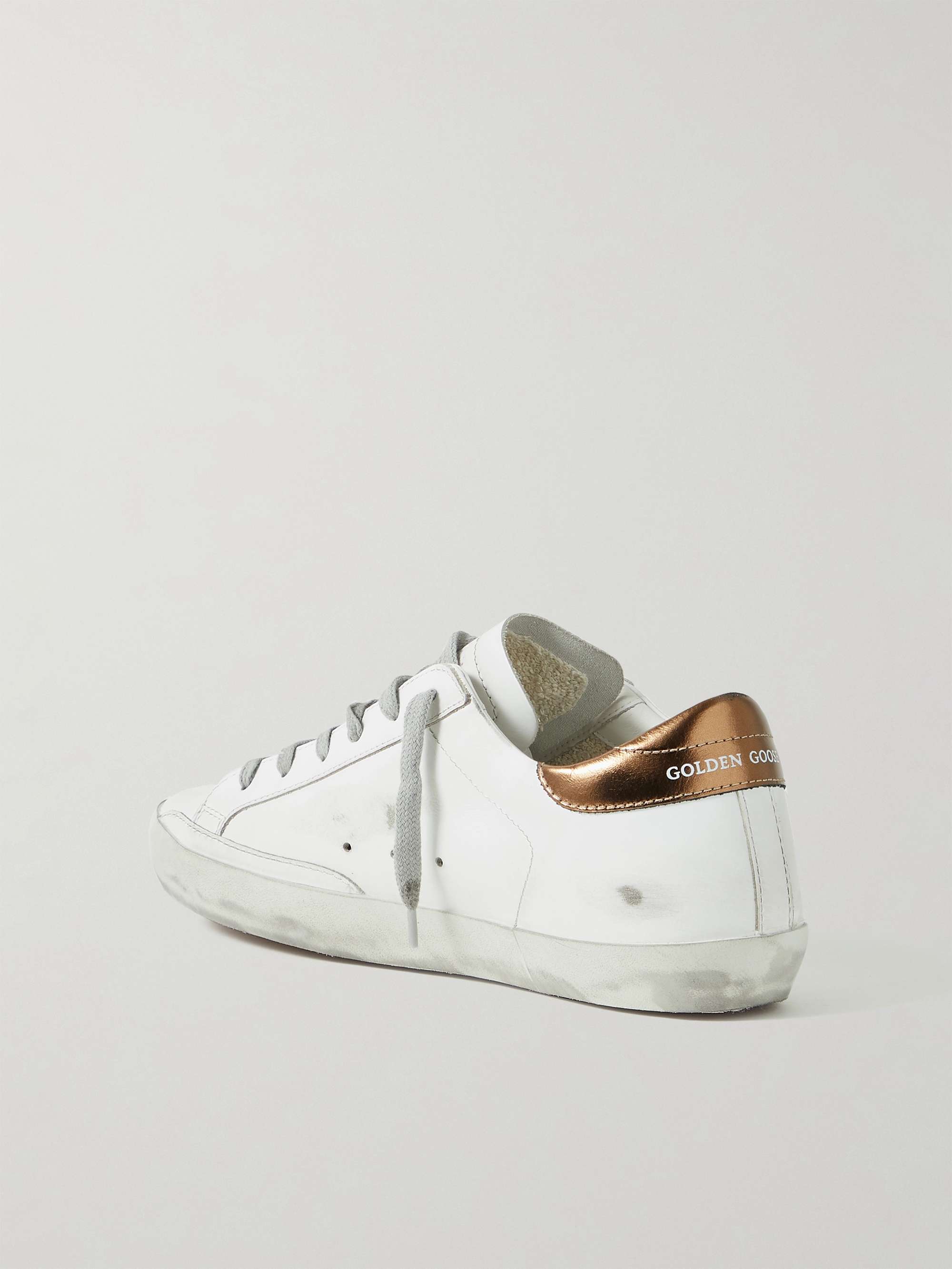 GOLDEN GOOSE Superstar faux pearl-embellished distressed leather sneakers