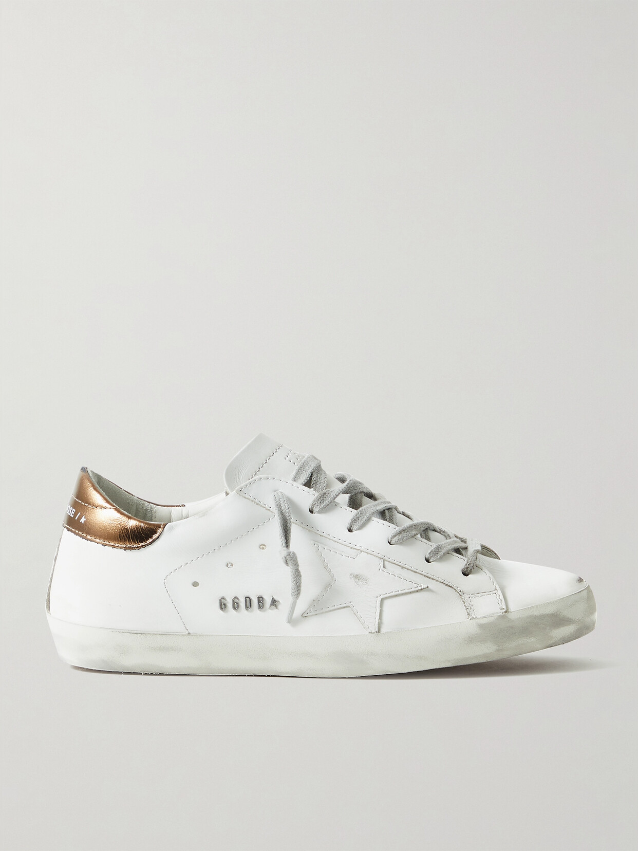 Golden Goose Superstar Distressed Metallic Leather Sneakers - White