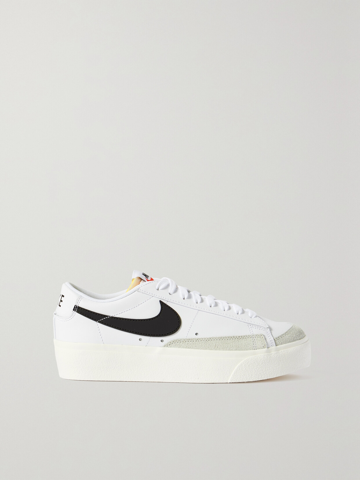Nike Blazer Suede-trimmed Leather Platform Sneakers In Black/white