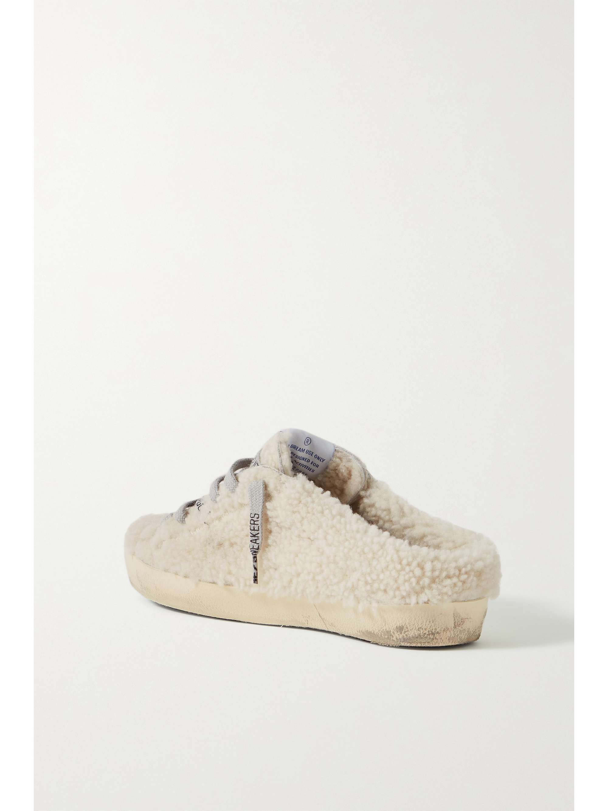 GOLDEN GOOSE Superstar Sabot shearling-lined distressed glittered leather slip-on sneakers