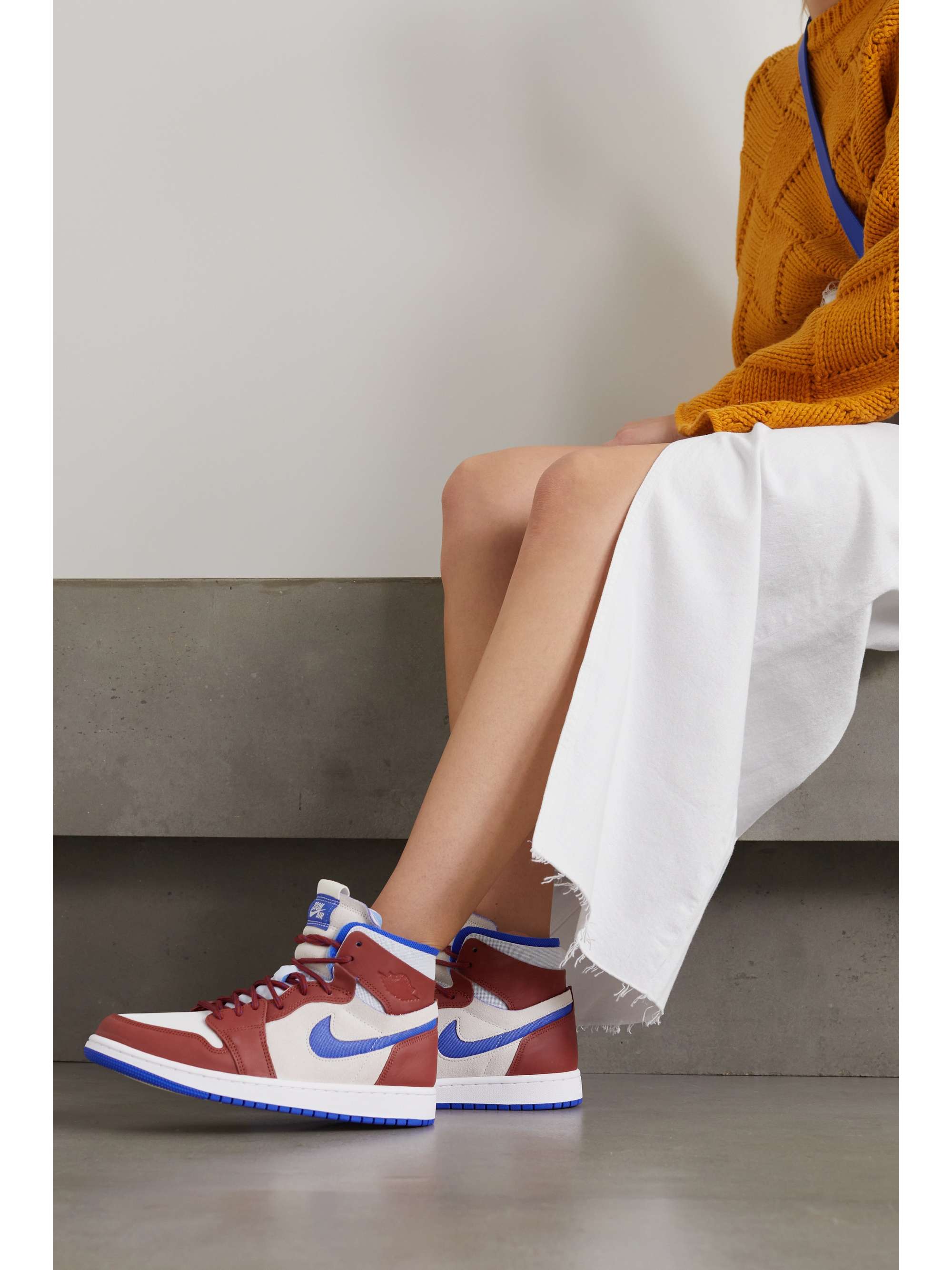 White Air Jordan 1 Zoom Air Comfort leather and mesh high-top sneakers |  NIKE | NET-A-PORTER
