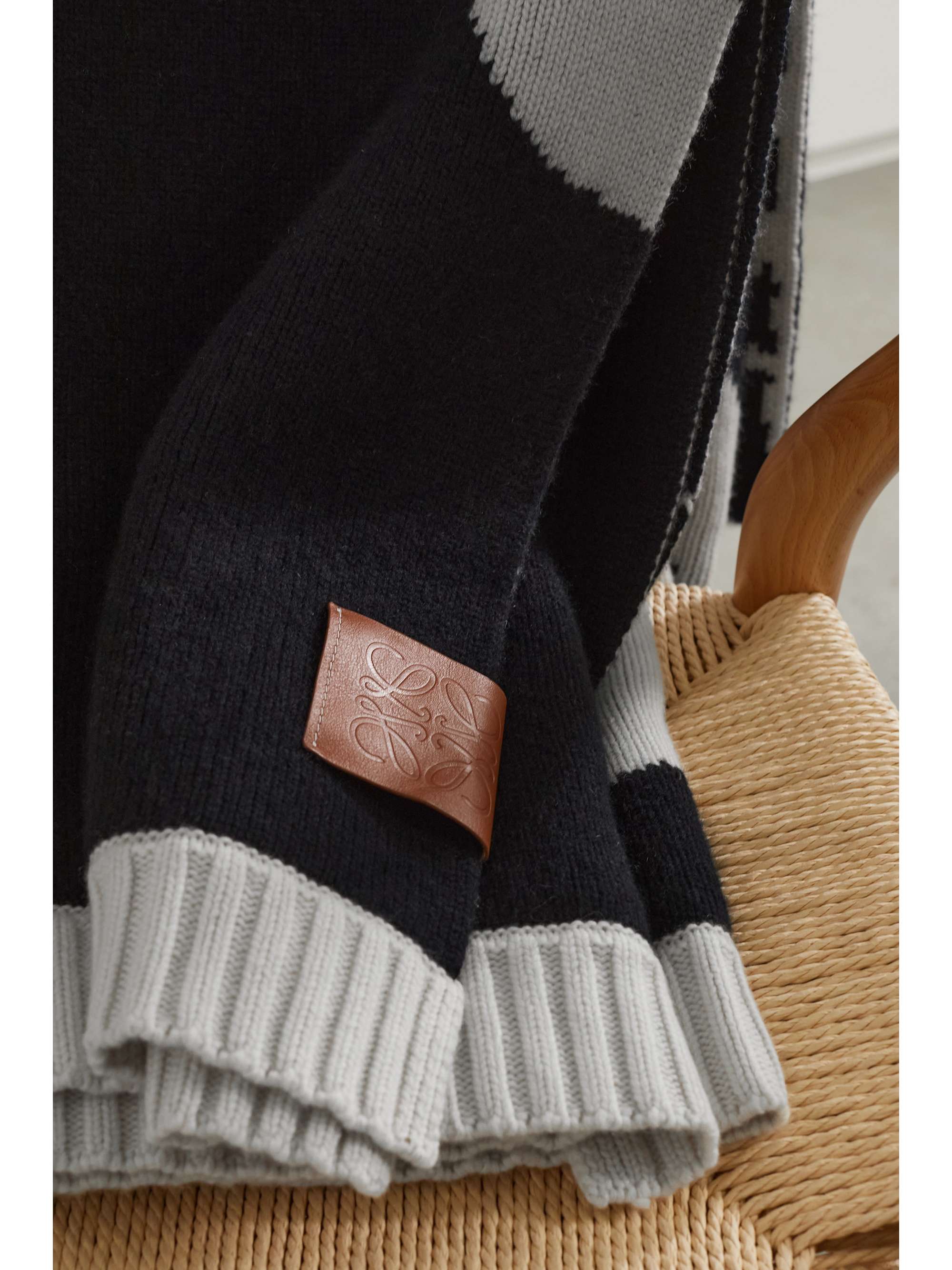 LOEWE Plaid en laine mélangée à finitions en cuir x Joe Brainard