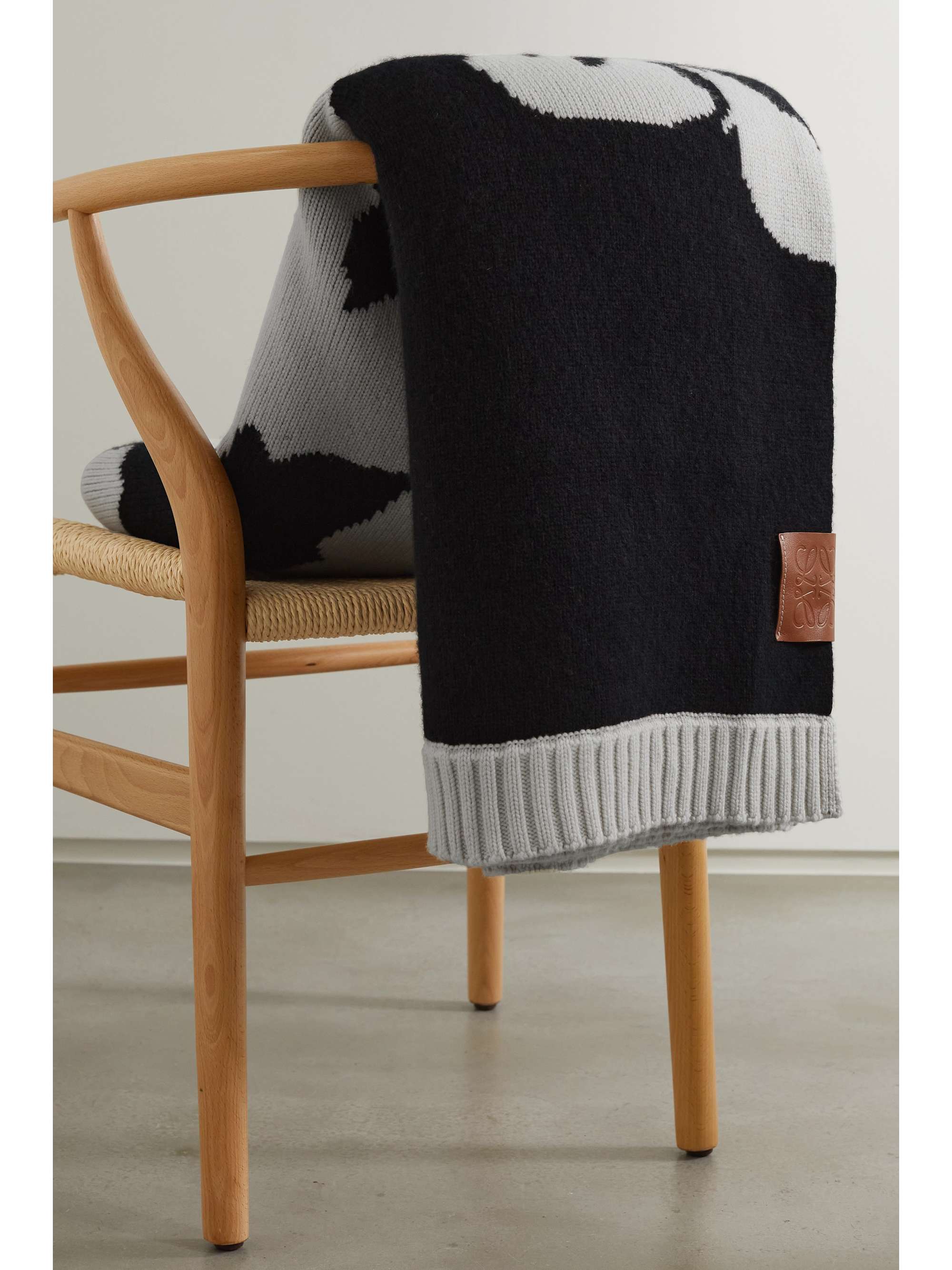 LOEWE Plaid en laine mélangée à finitions en cuir x Joe Brainard