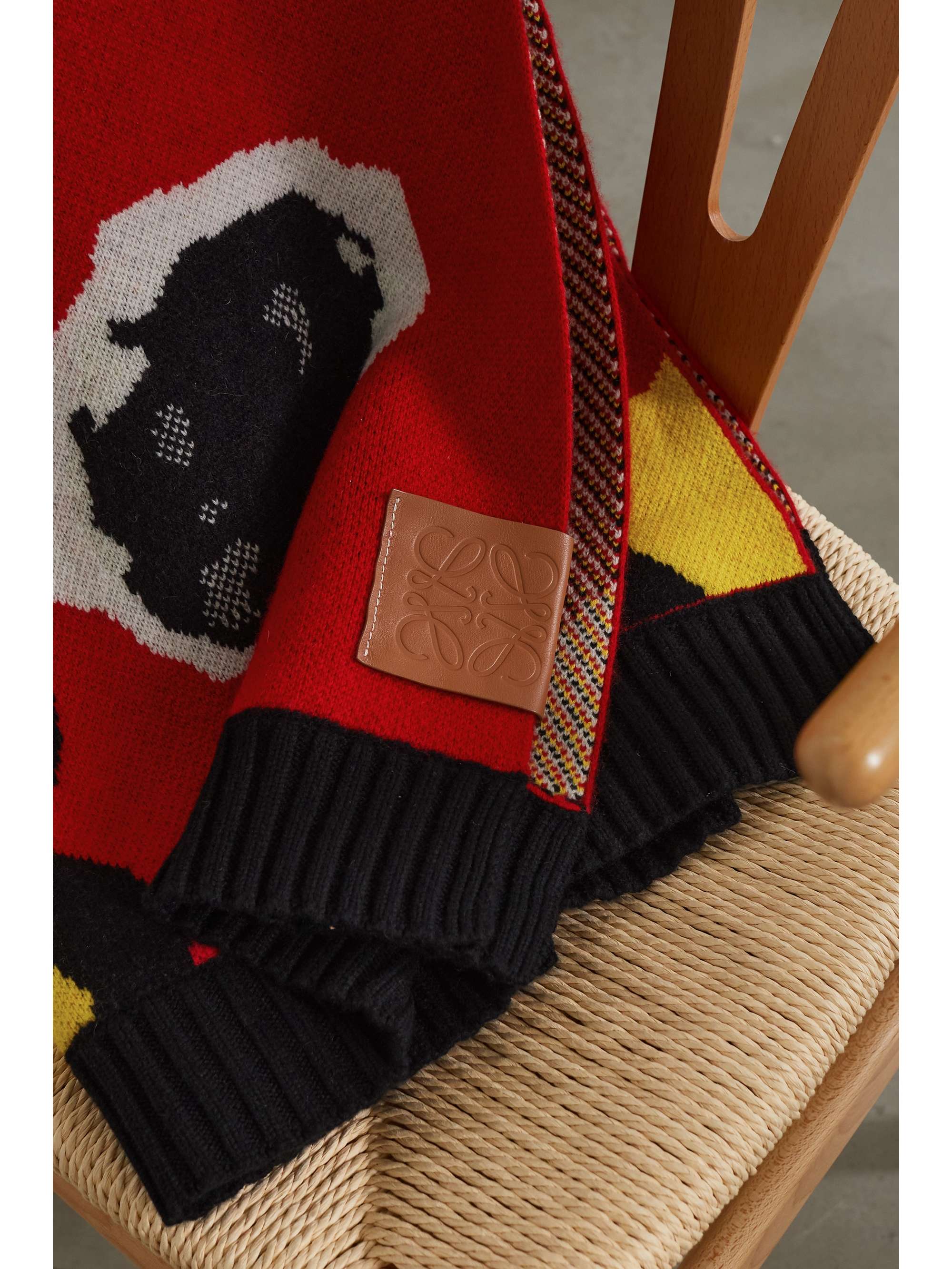 LOEWE + Joe Brainard leather-trimmed wool-blend blanket
