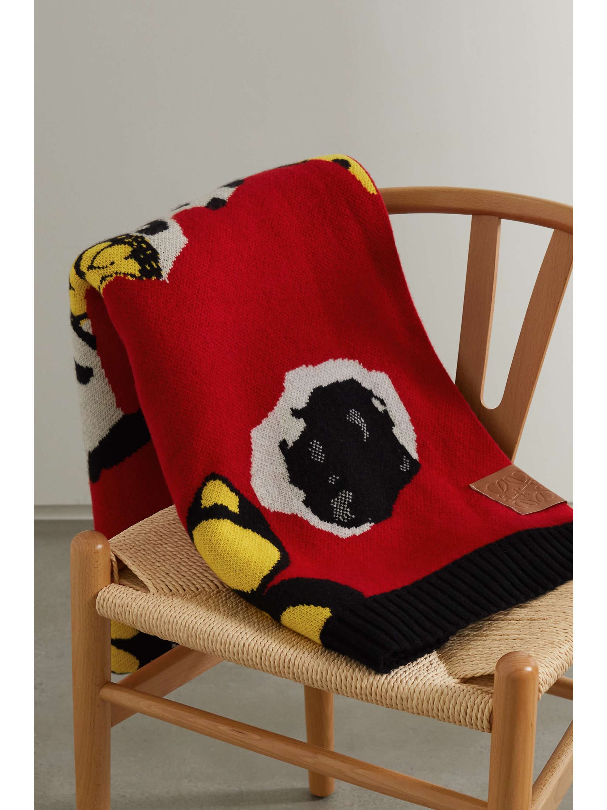 LOEWE + Joe Brainard leather-trimmed wool-blend blanket