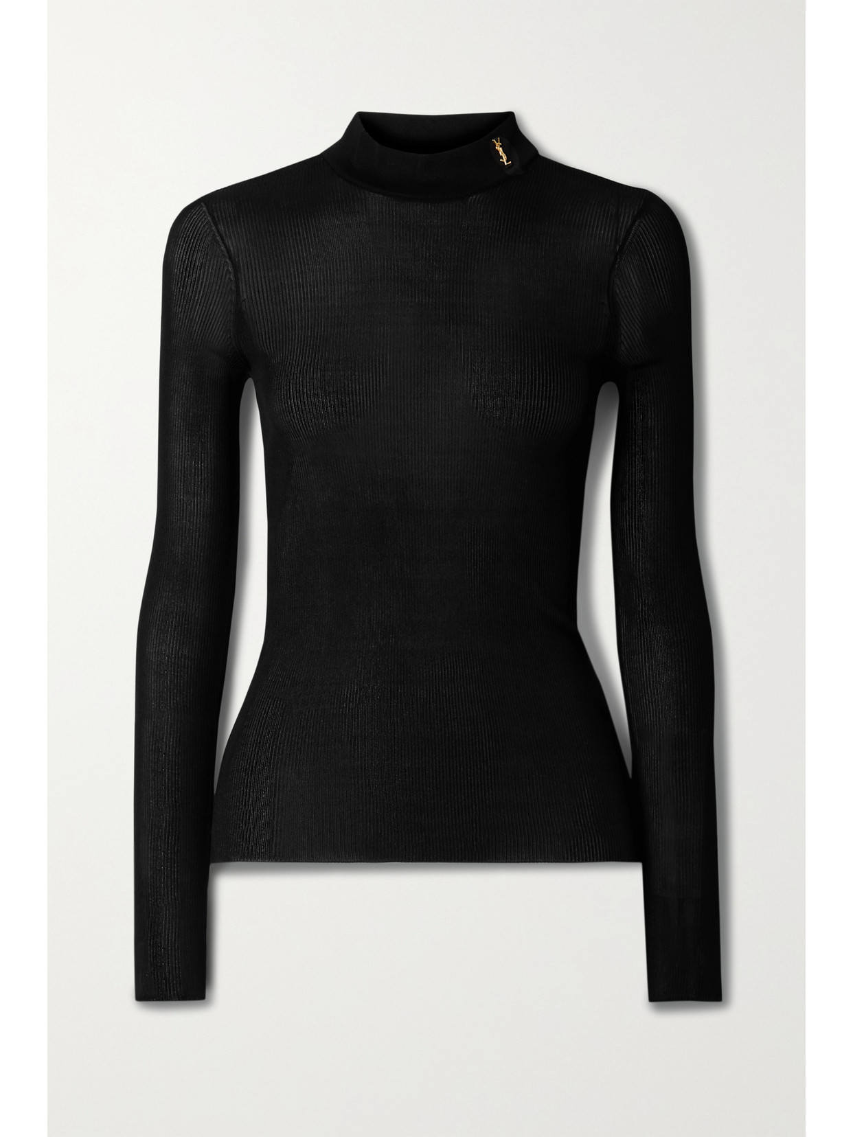 Saint Laurent Cassandre Turtleneck Sweater In Wool In Black