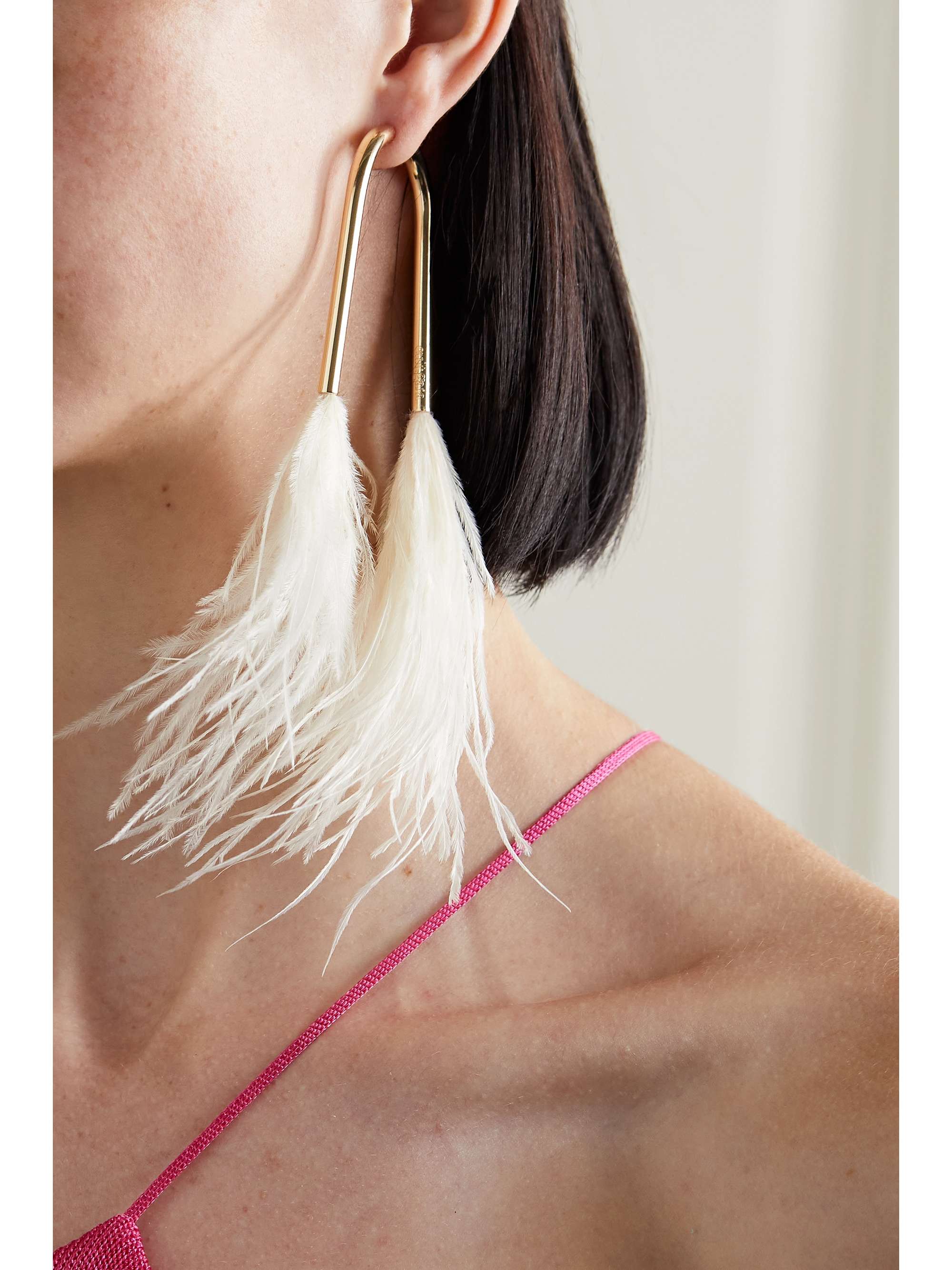 CULT GAIA Meta gold-tone feather earrings