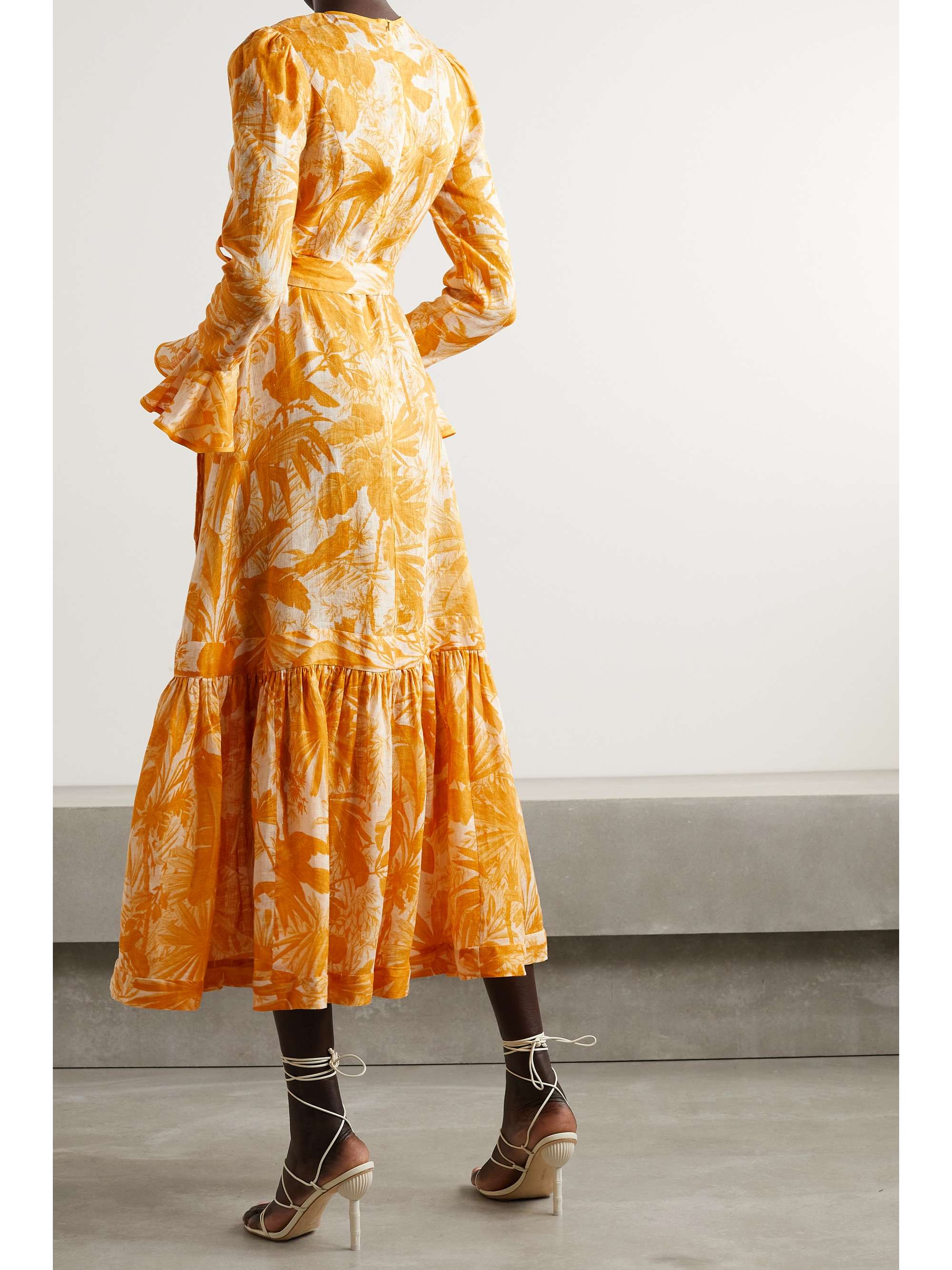 ZIMMERMANN Mae belted ruffled printed linen midi dress
