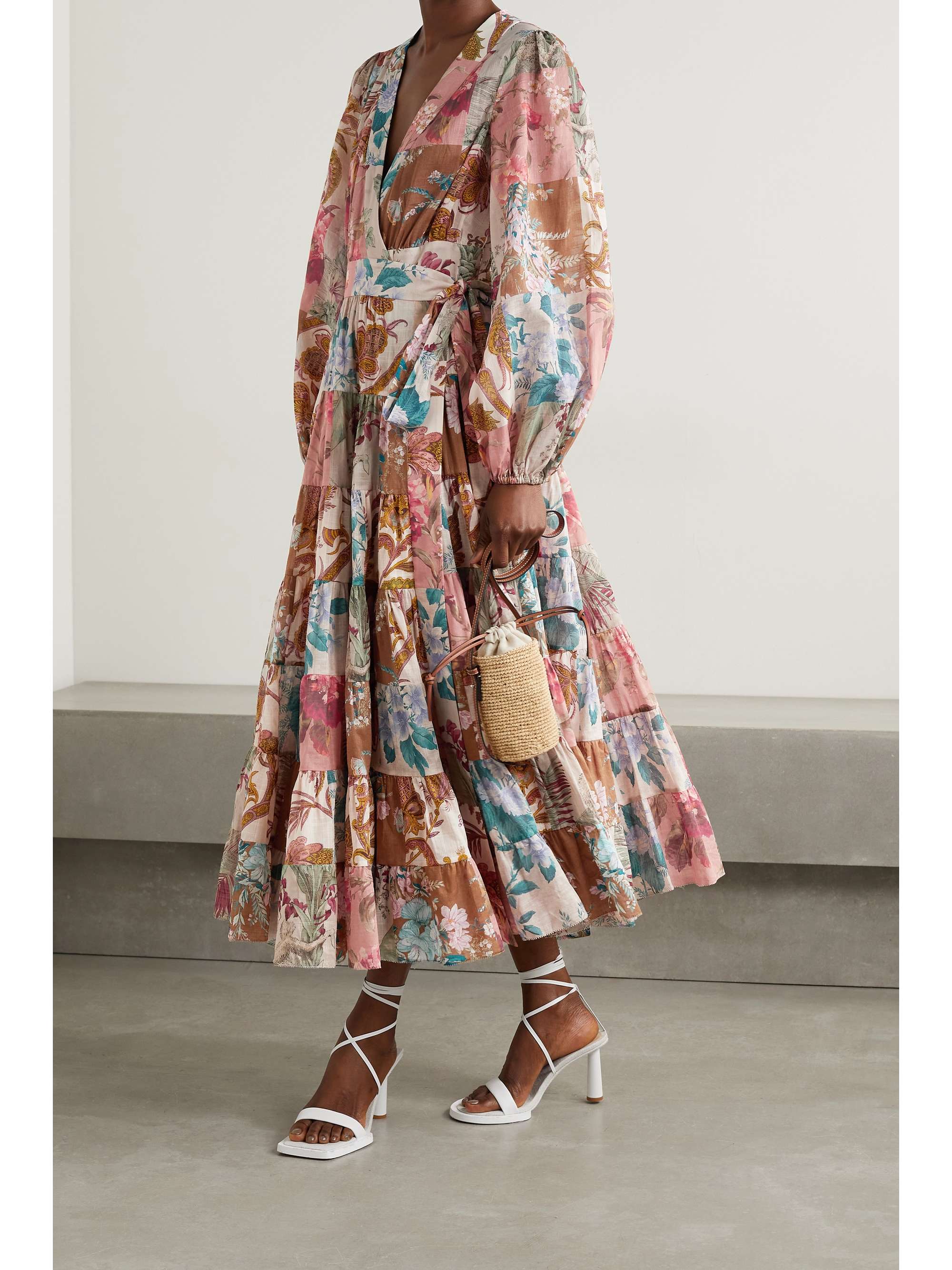 Neutral Cassia patchwork floral-print ...