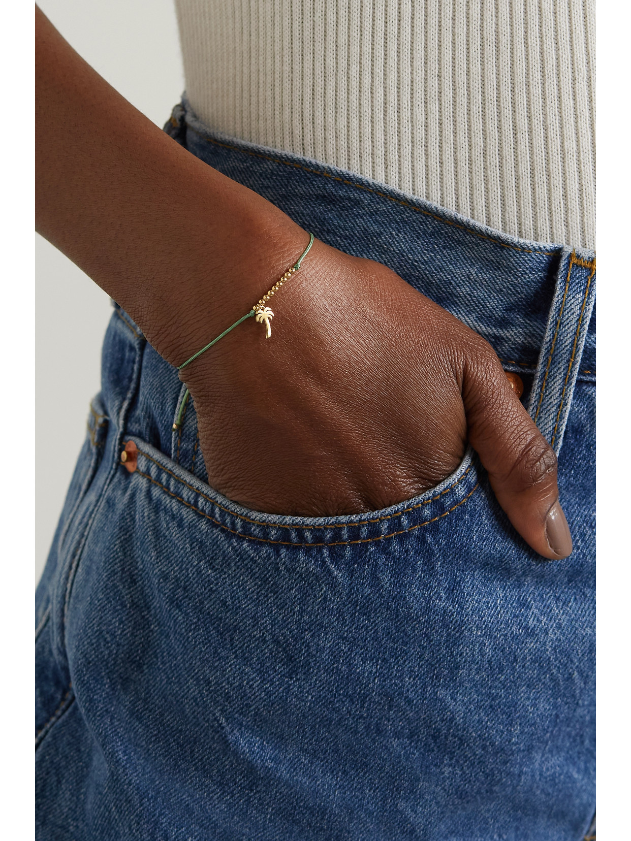 Shop Sydney Evan Palm Tree 14-karat Gold Cord Bracelet