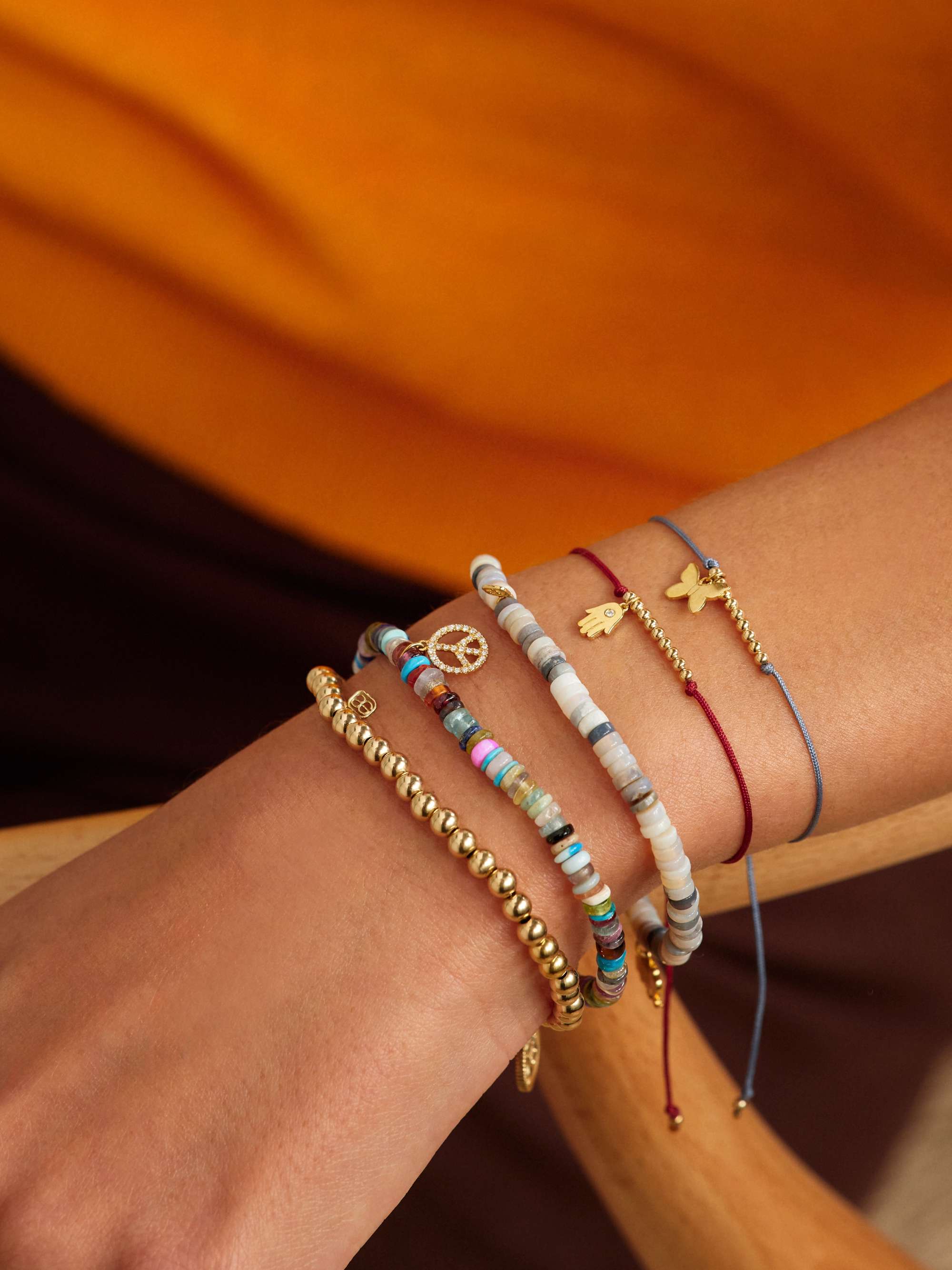 SYDNEY EVAN Palm Tree 14-karat gold cord bracelet