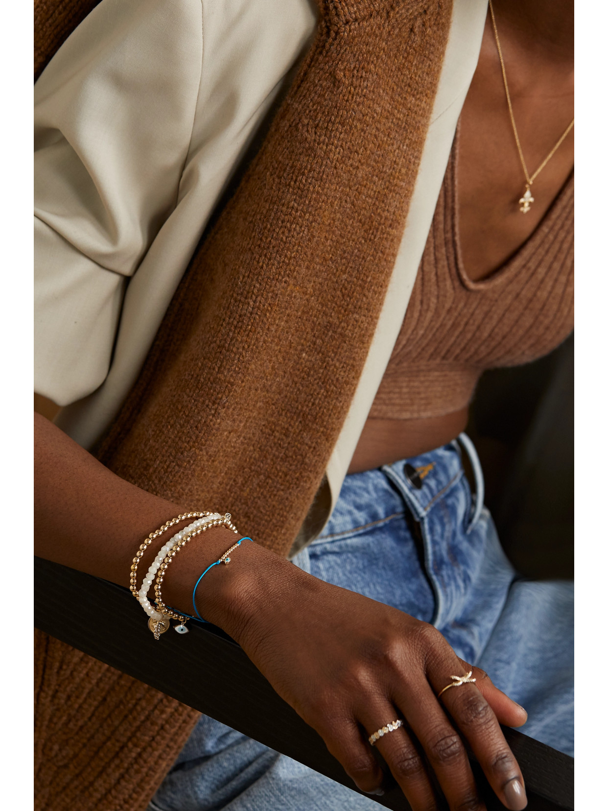 Sydney Evan Women's 14k Yellow Gold, Enamel & Turquoise Evil Eye Charm Cord Bracelet In Blue