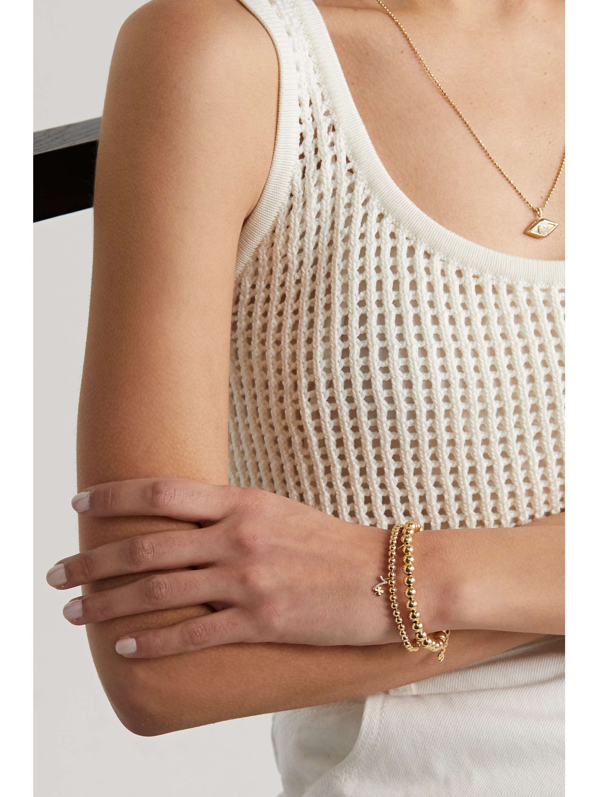 SYDNEY EVAN Lucky 7 14-karat gold diamond bracelet