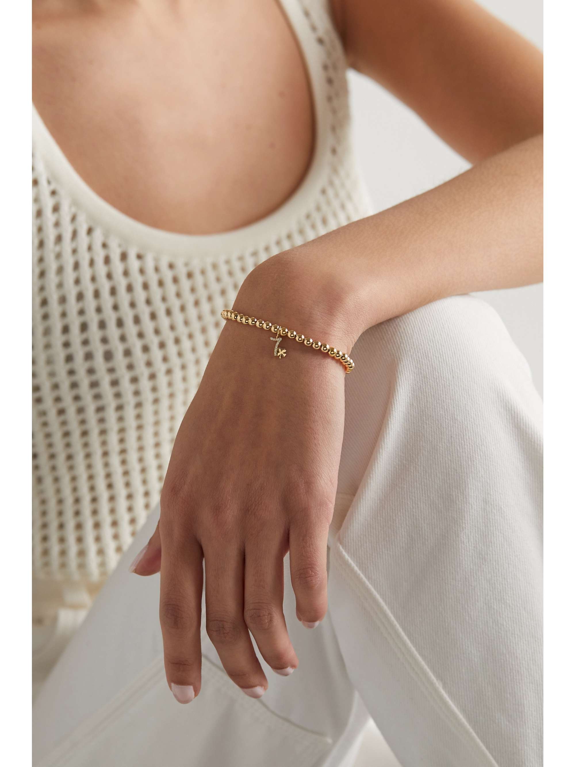 SYDNEY EVAN Lucky 7 14-karat gold diamond bracelet