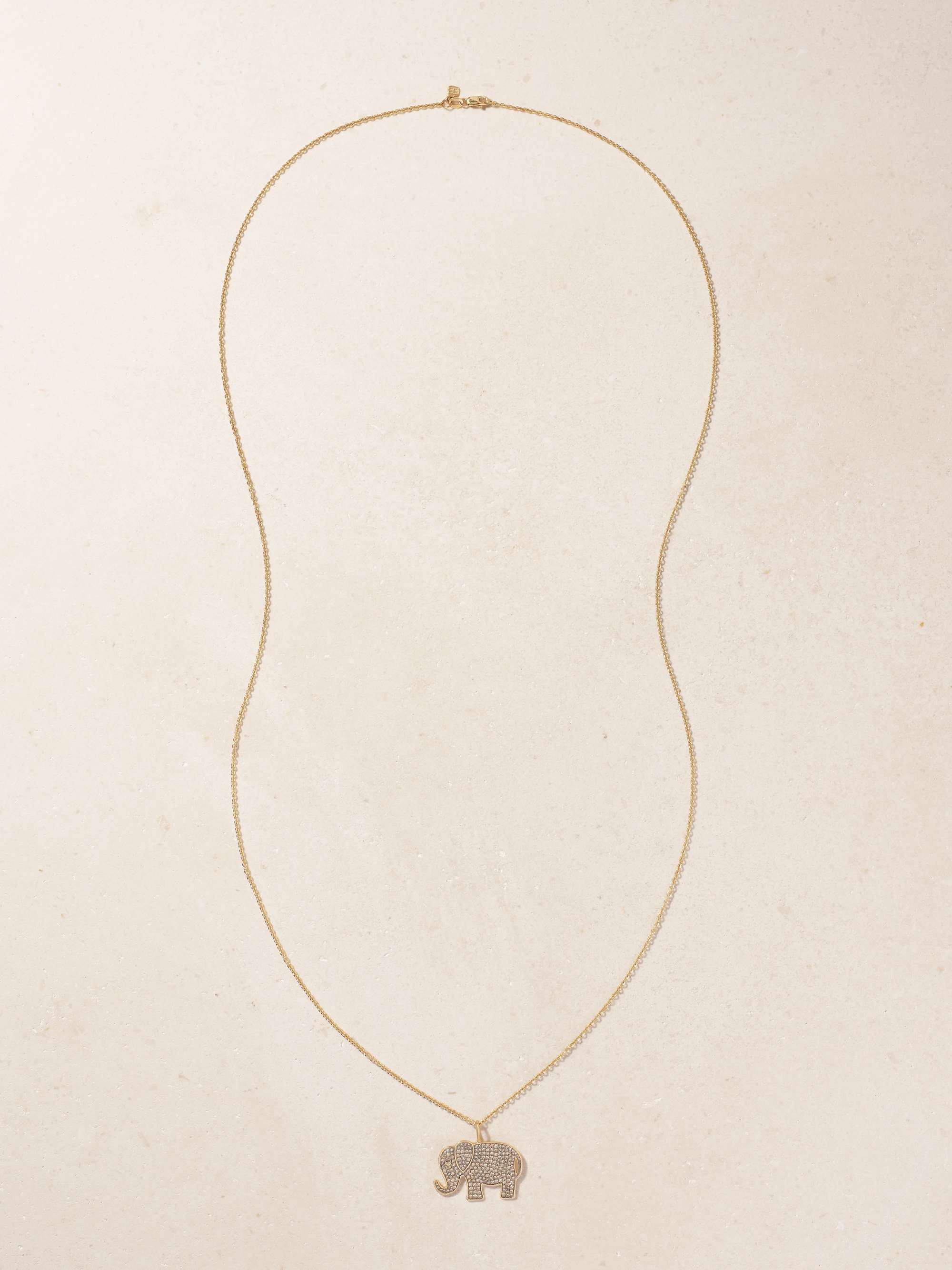 SYDNEY EVAN Large Elephant 14-karat gold diamond necklace