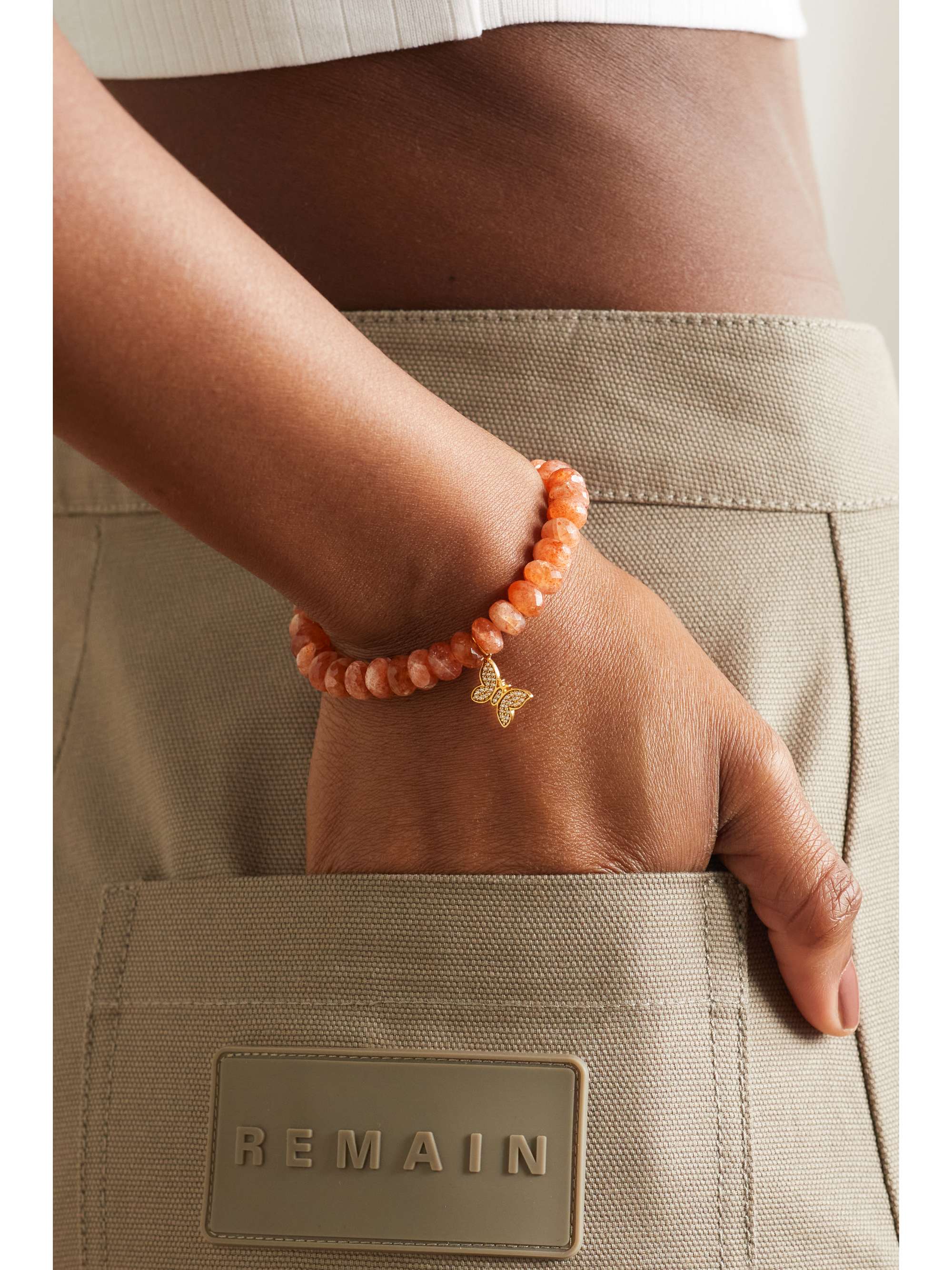 SYDNEY EVAN 14-karat gold, sunstone and diamond bracelet