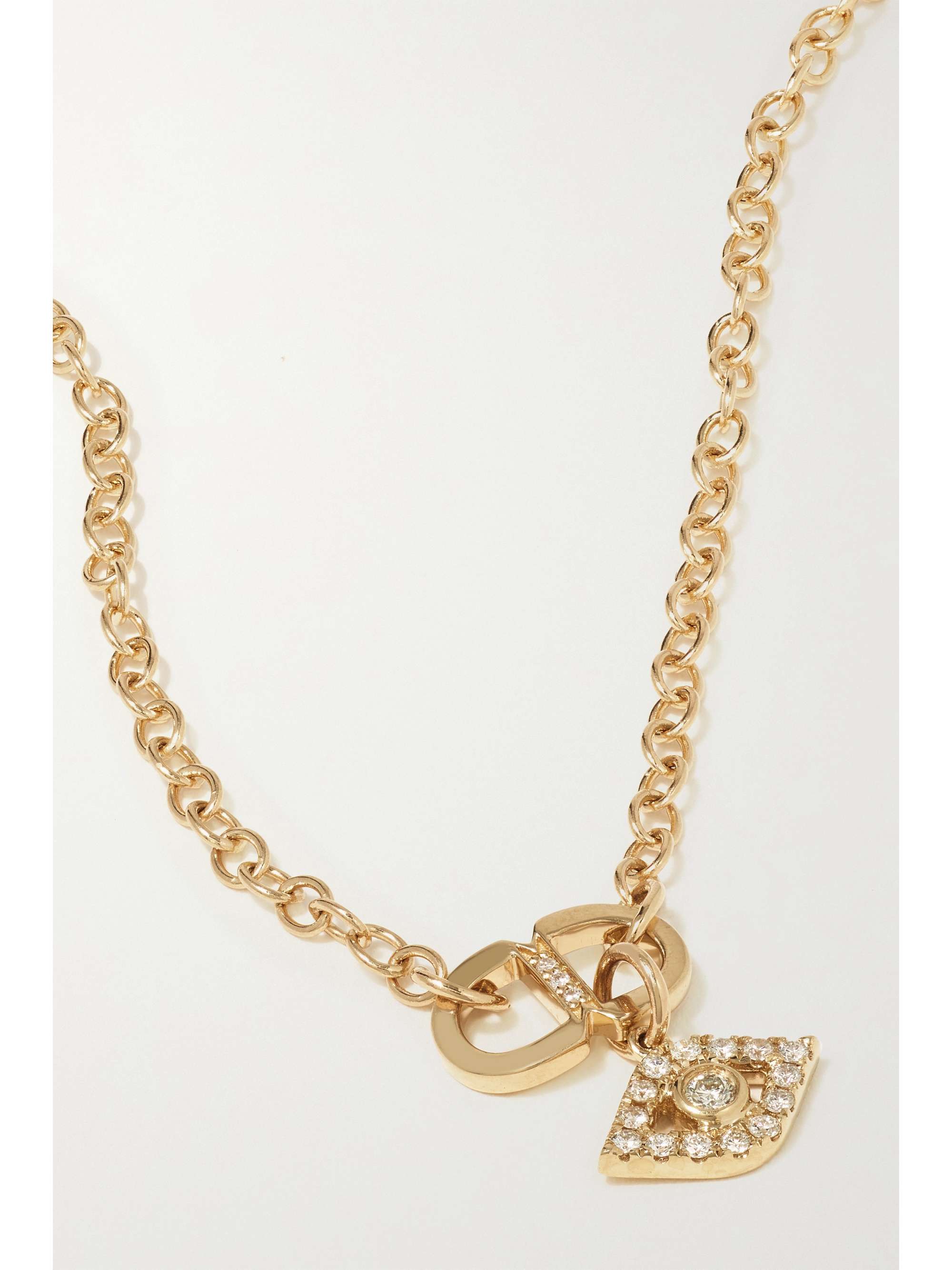SYDNEY EVAN Evil Eye 14-karat gold diamond necklace
